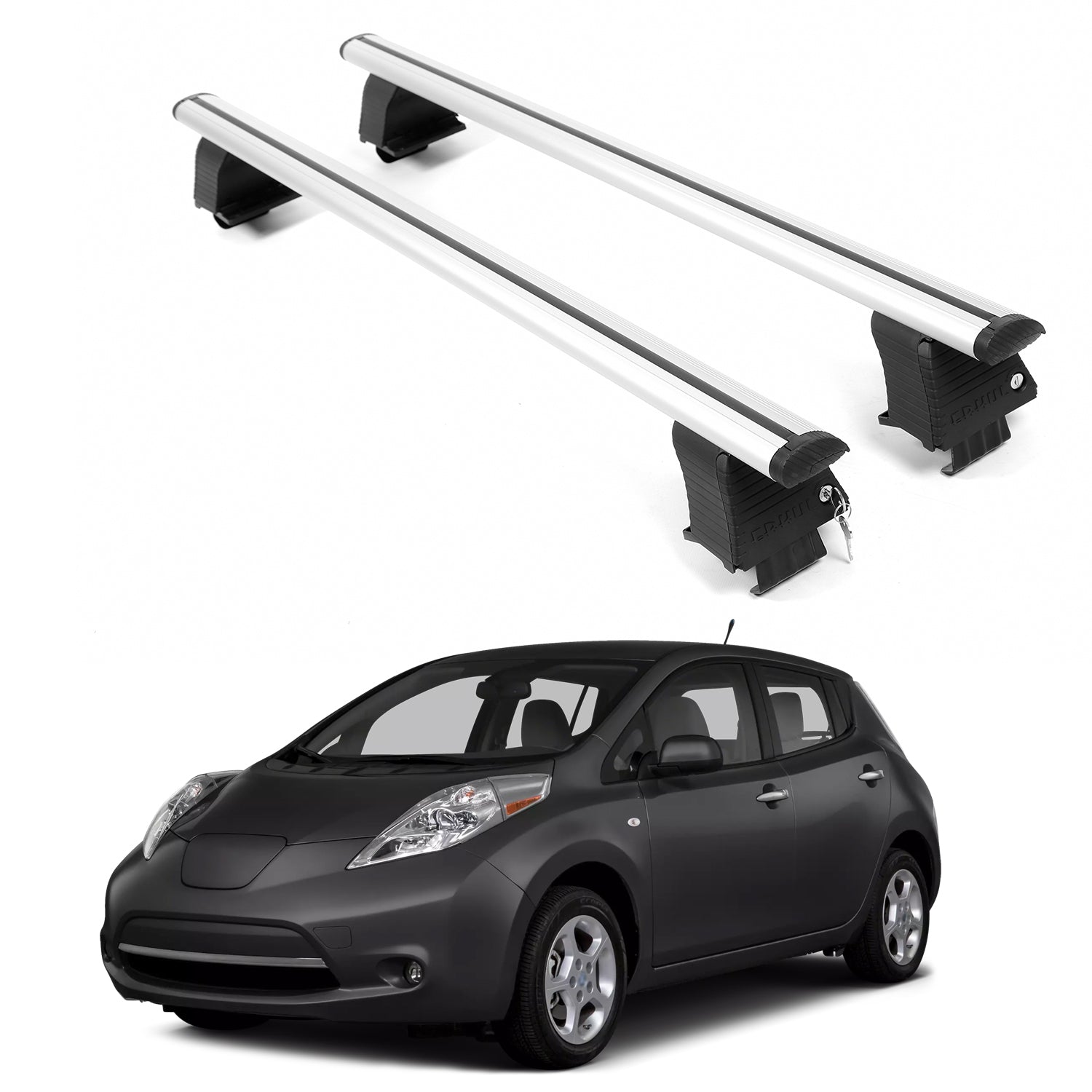ERKUL Roof Rack Crossbars For NISSAN LEAF 2011-2017 Naked Roof Aluminum Silver