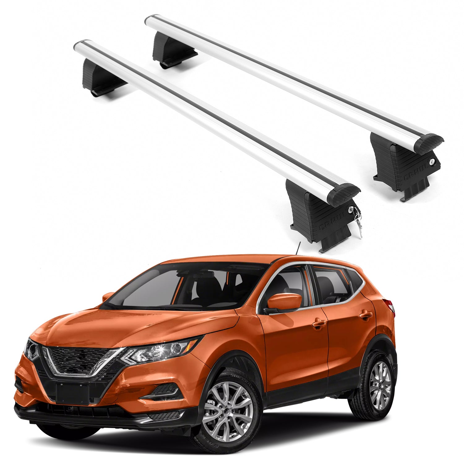 ERKUL Roof Rack Crossbars For NISSAN ROGUE SPORT 2017-2022 Naked Roof Aluminum Silver