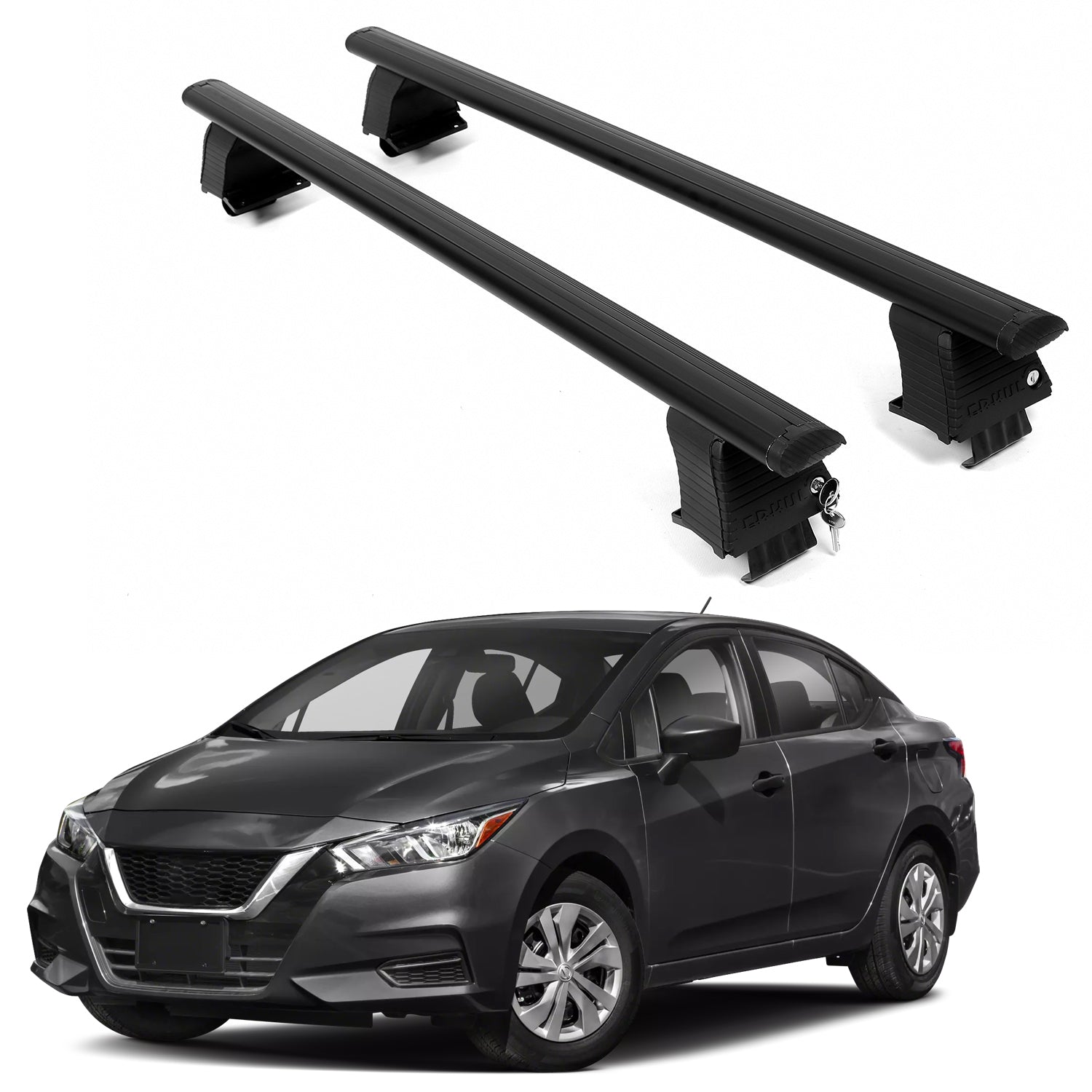 ERKUL Roof Rack Crossbars For NISSAN VERSA 2020-2025 Naked Roof Aluminum Black
