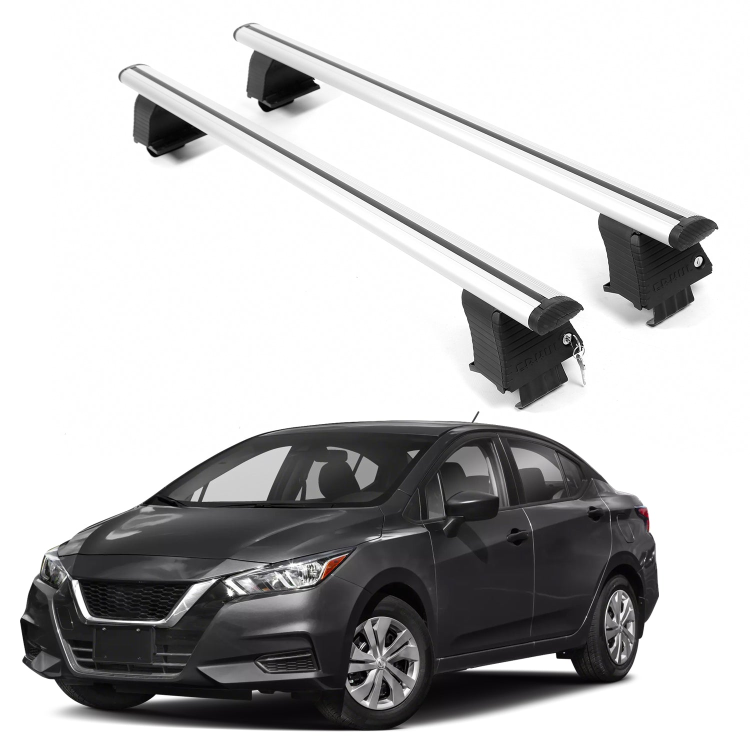 ERKUL Roof Rack Crossbars For NISSAN VERSA 2020-2025 Naked Roof Aluminum Silver