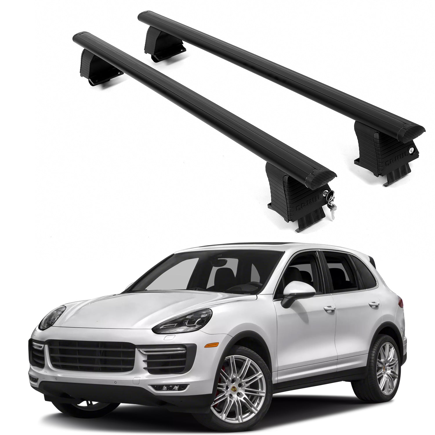 ERKUL Roof Rack Crossbars For PORCHE CAYENNE 2011-2018 Naked Roof Aluminum Black