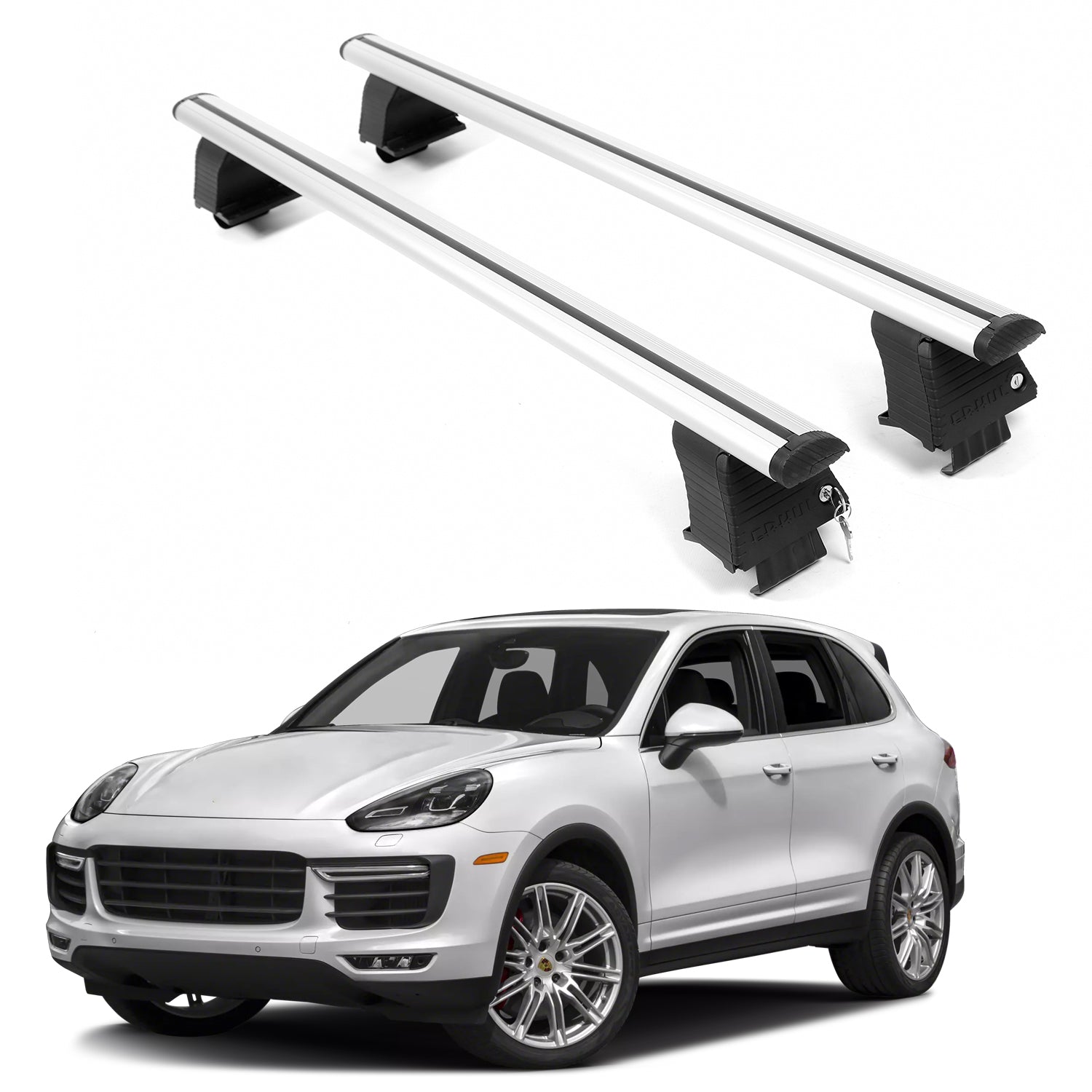 ERKUL Roof Rack Crossbars For PORCHE CAYENNE 2011-2018 Naked Roof Aluminum Silver