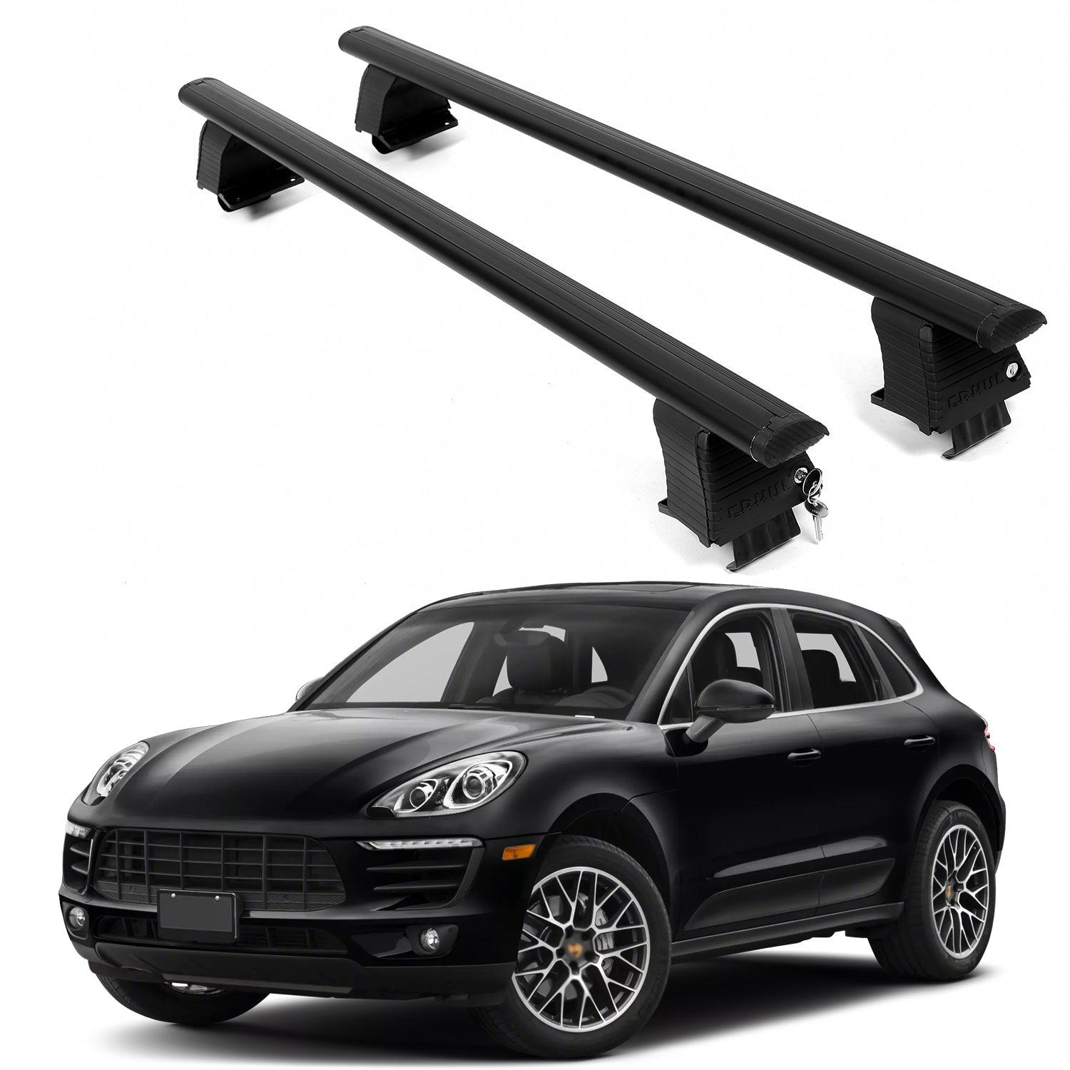 ERKUL Roof Rack Crossbars For PORCHE MACAN 2015-2025 Naked Roof Aluminum Black