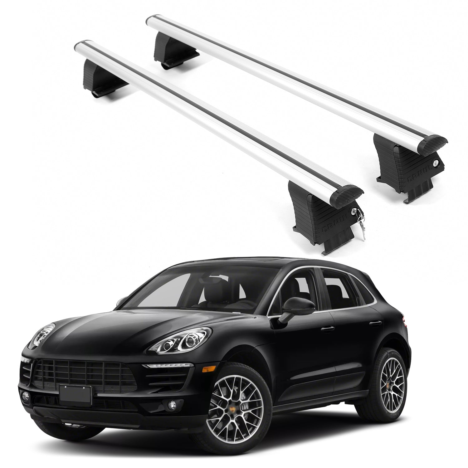 ERKUL Roof Rack Crossbars For PORCHE MACAN 2015-2025 Naked Roof Aluminum Silver