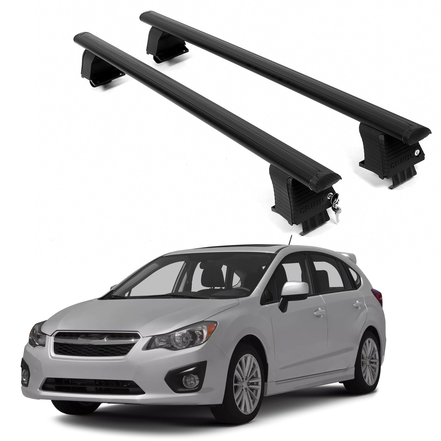 ERKUL Roof Rack Crossbars For SUBARU IMPREZA 2012-2016 Naked Roof Aluminum Black