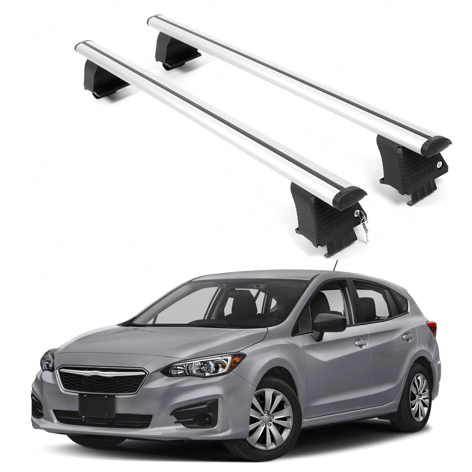 ERKUL Roof Rack Crossbars For SUBARU IMPREZA 2017-2023 Naked Roof Aluminum Silver