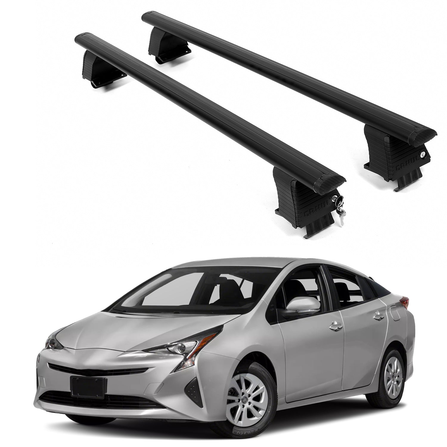 ERKUL Roof Rack Crossbars For TOYOTA PRIUS 2016-2022 Naked Roof Aluminum Black