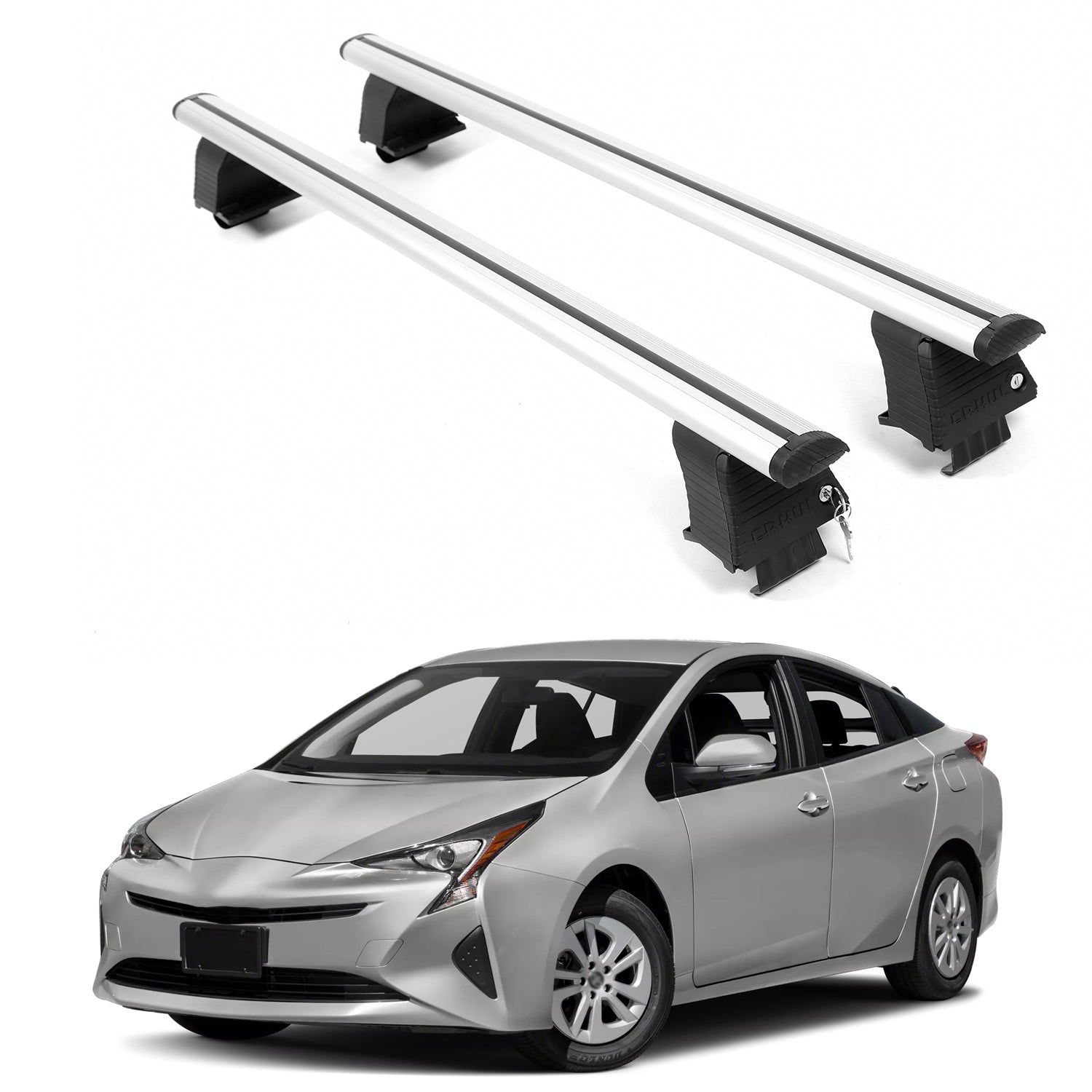 ERKUL Roof Rack Crossbars For TOYOTA PRIUS 2016-2022 Naked Roof Aluminum Silver