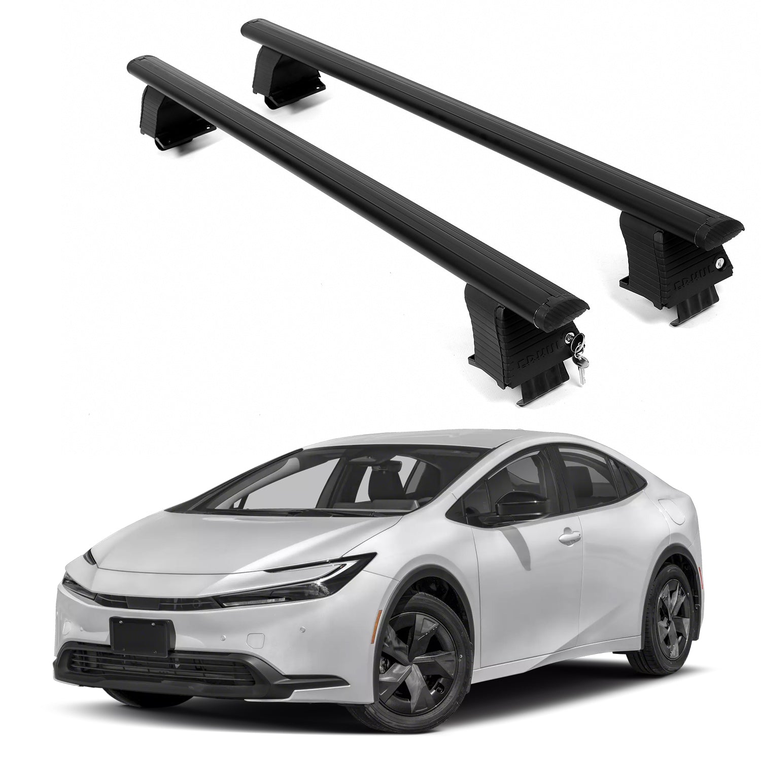 ERKUL Roof Rack Crossbars For TOYOTA PRIUS 2023-2026 Naked Roof Aluminum Black