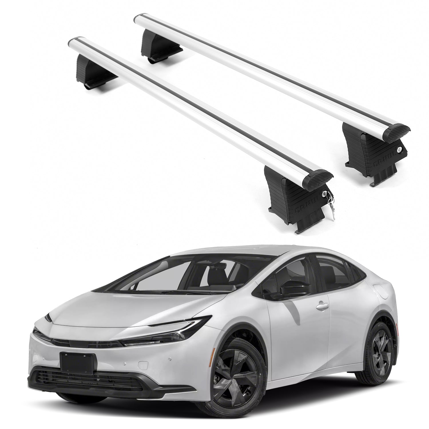 ERKUL Roof Rack Crossbars For TOYOTA PRIUS 2023-2026 Naked Roof Aluminum Silver