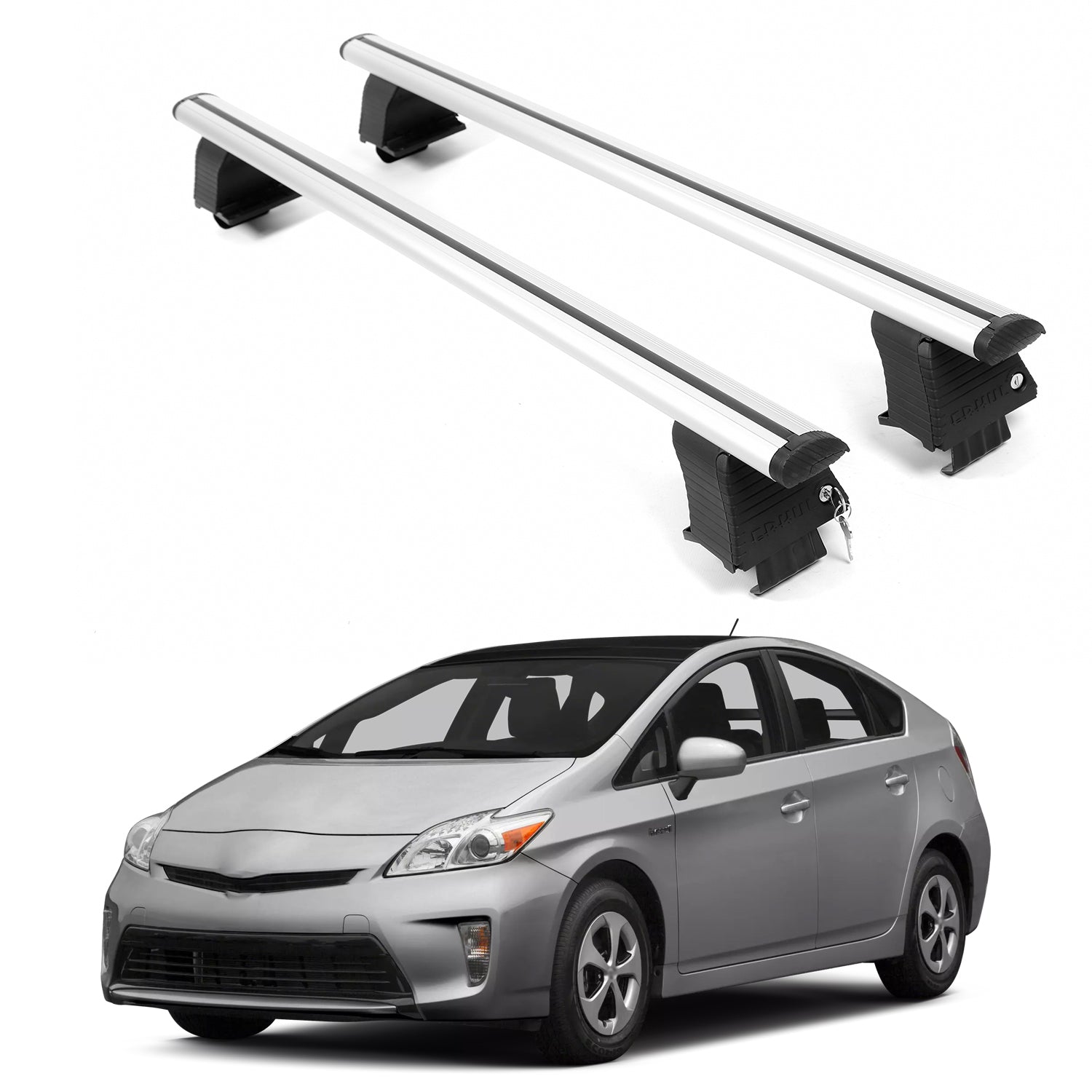 ERKUL Roof Rack Crossbars For TOYOTA PRIUS + 2010-2015 Naked Roof Aluminum Silver