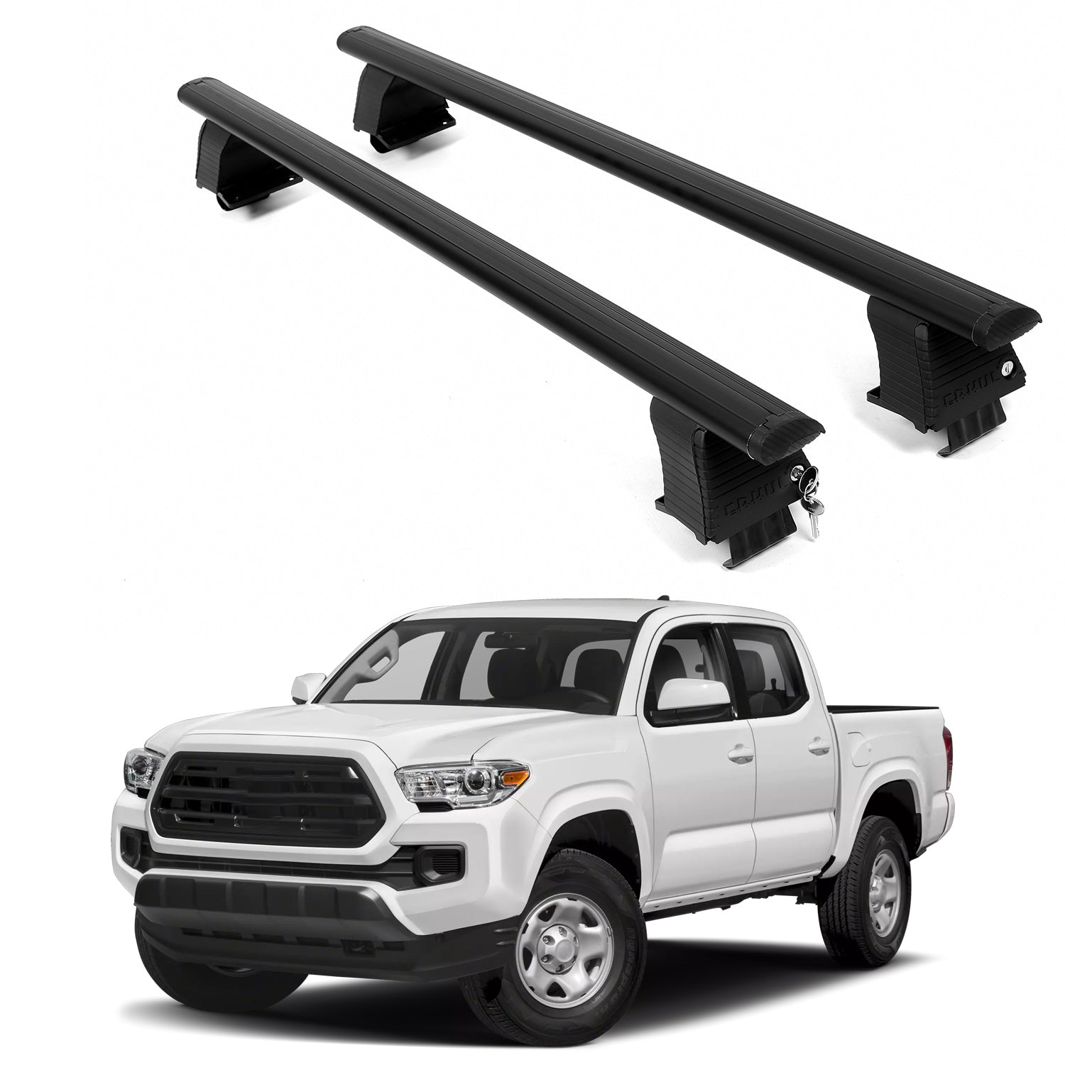 ERKUL Roof Rack Crossbars For TOYOTA TACOMA 2016-2025 Naked Roof Aluminum Black