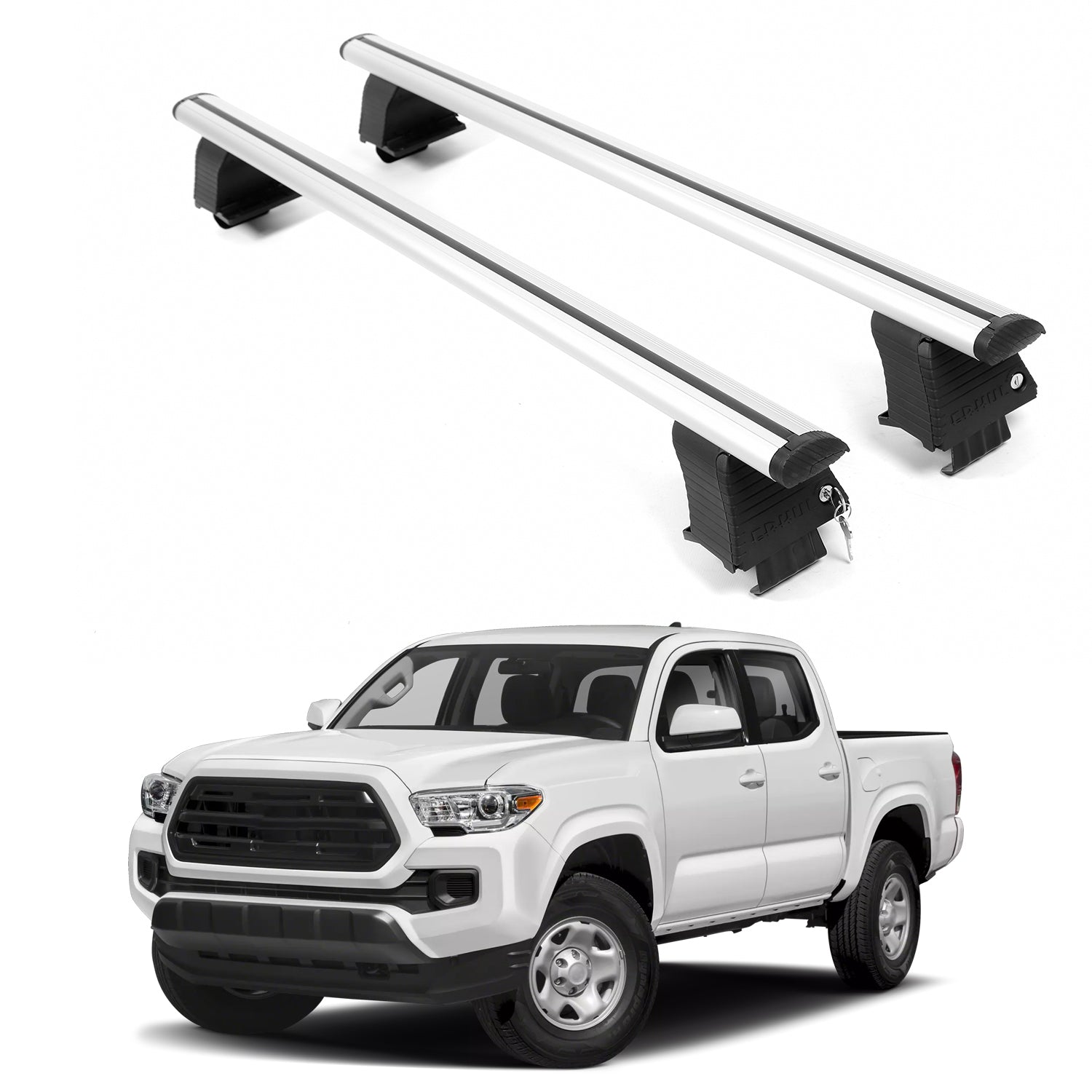 ERKUL Roof Rack Crossbars For TOYOTA TACOMA 2016-2025 Naked Roof Aluminum Silver