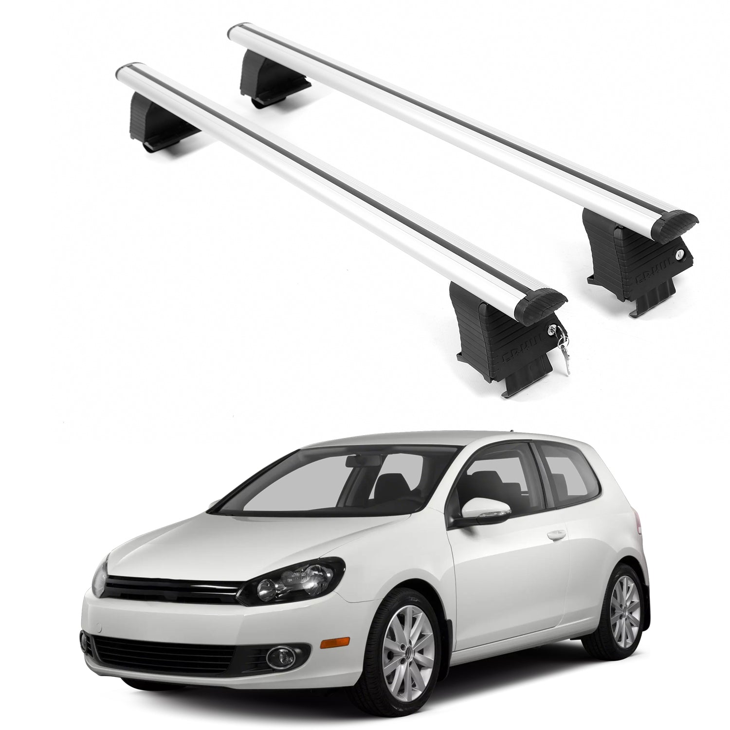 ERKUL Roof Rack Crossbars For VOLKSWAGEN GOLF 2010-2014 Naked Roof Aluminum Silver