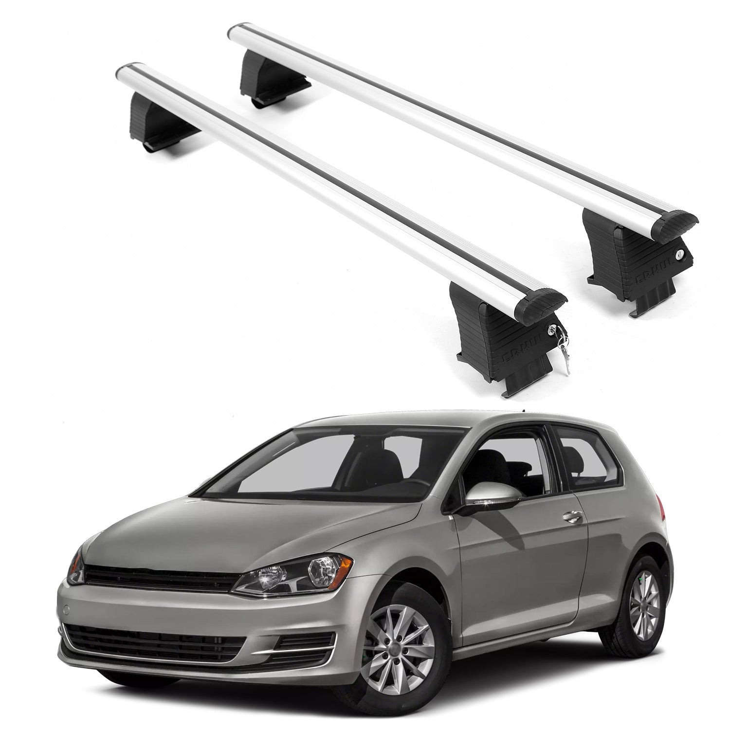 ERKUL Roof Rack Crossbars For VOLKSWAGEN GOLF 2015-2021 Naked Roof Aluminum Silver