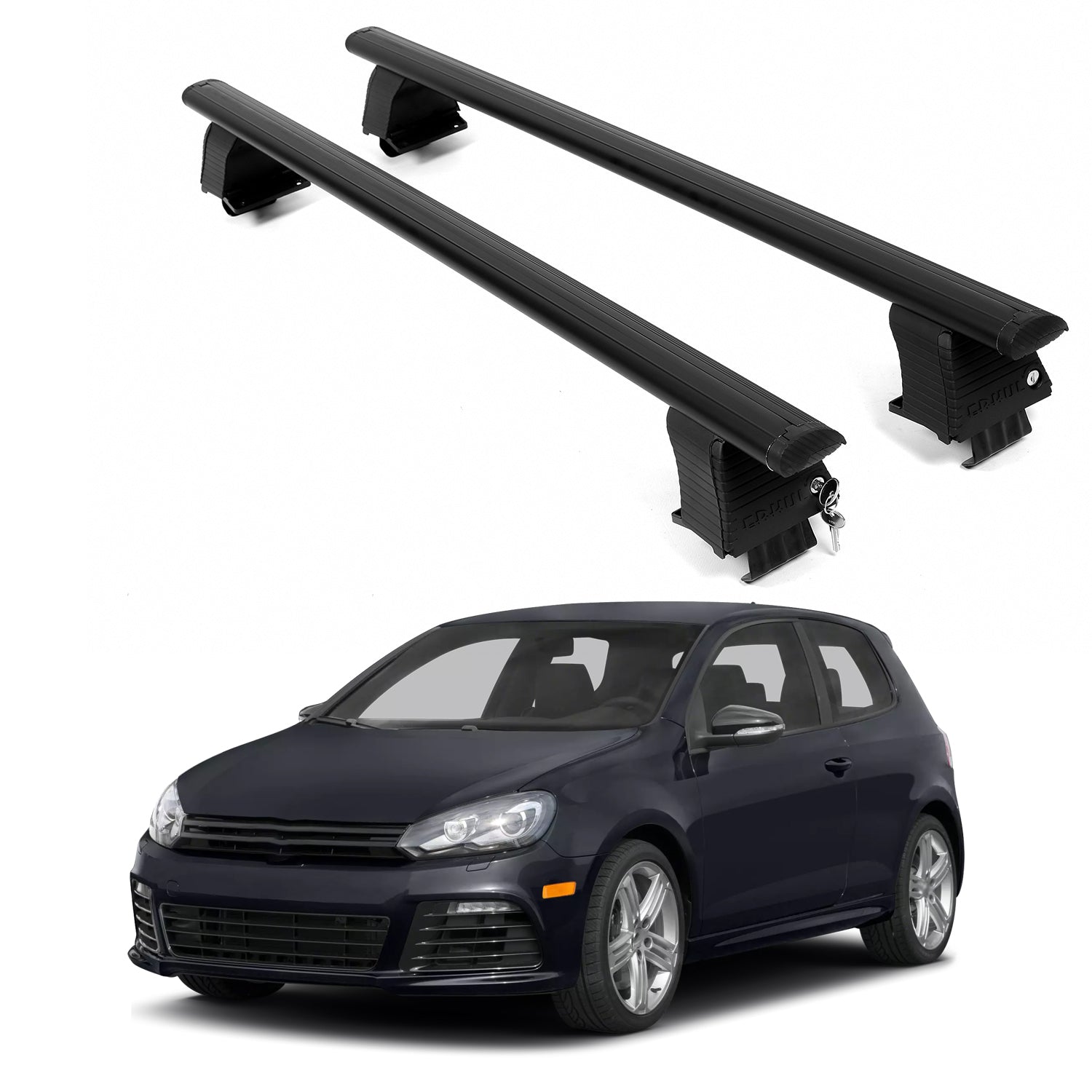 ERKUL Roof Rack Crossbars For VOLKSWAGEN GOLF R 2012-2013 Naked Roof Aluminum Black