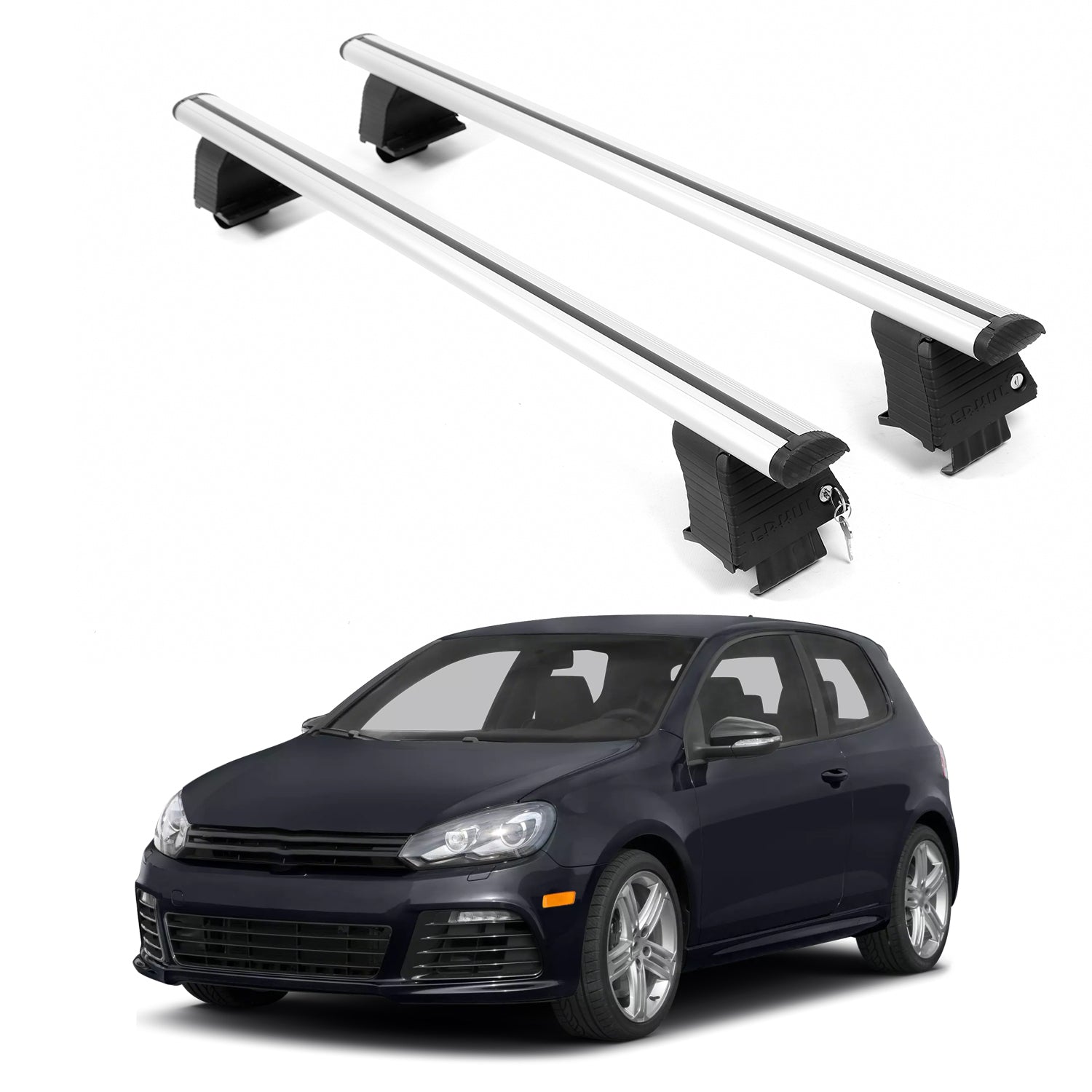 ERKUL Roof Rack Crossbars For VOLKSWAGEN GOLF R 2012-2013 Naked Roof Aluminum Silver