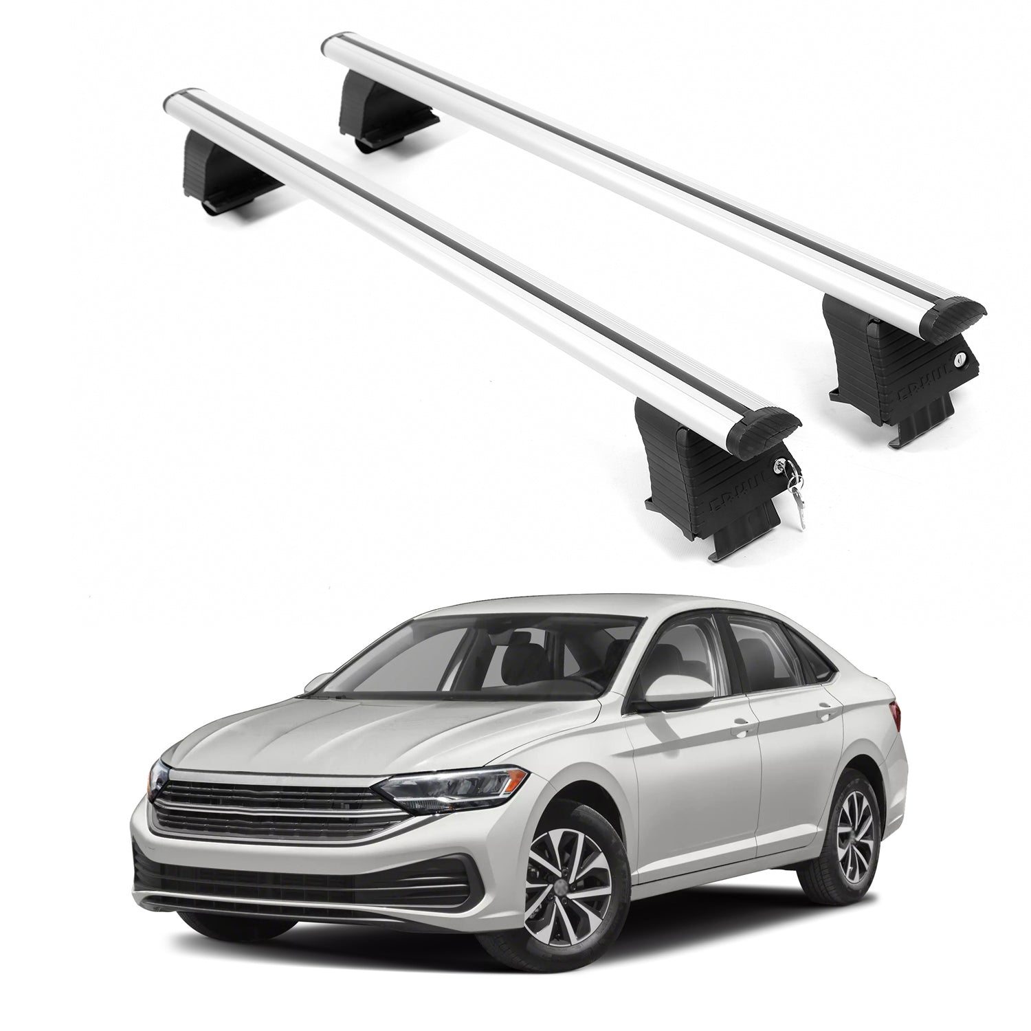 ERKUL Roof Rack Crossbars For VOLKSWAGEN JETTA 2019-2026 Naked Roof Aluminum Silver