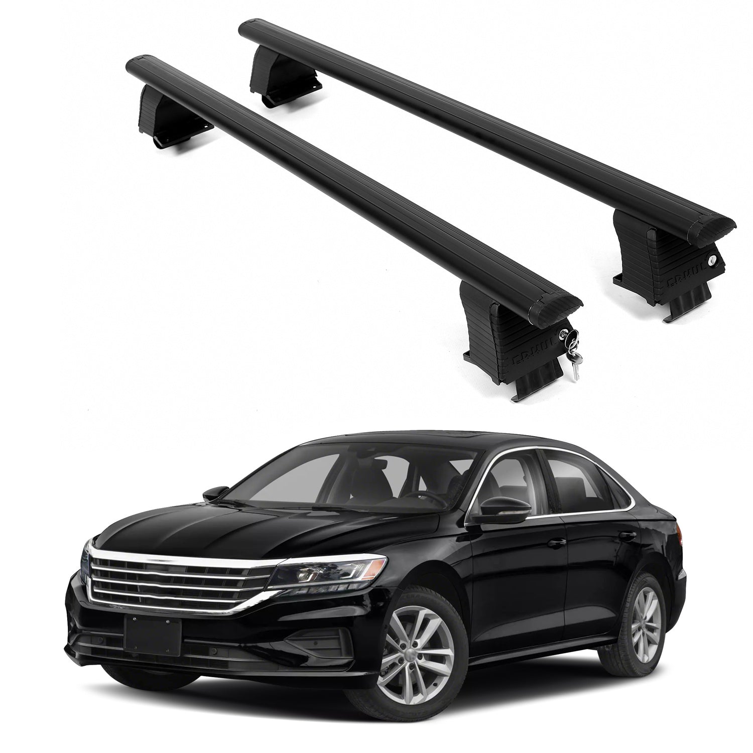 ERKUL Roof Rack Crossbars For VOLKSWAGEN PASSAT 2020-2022 Naked Roof Aluminum Black