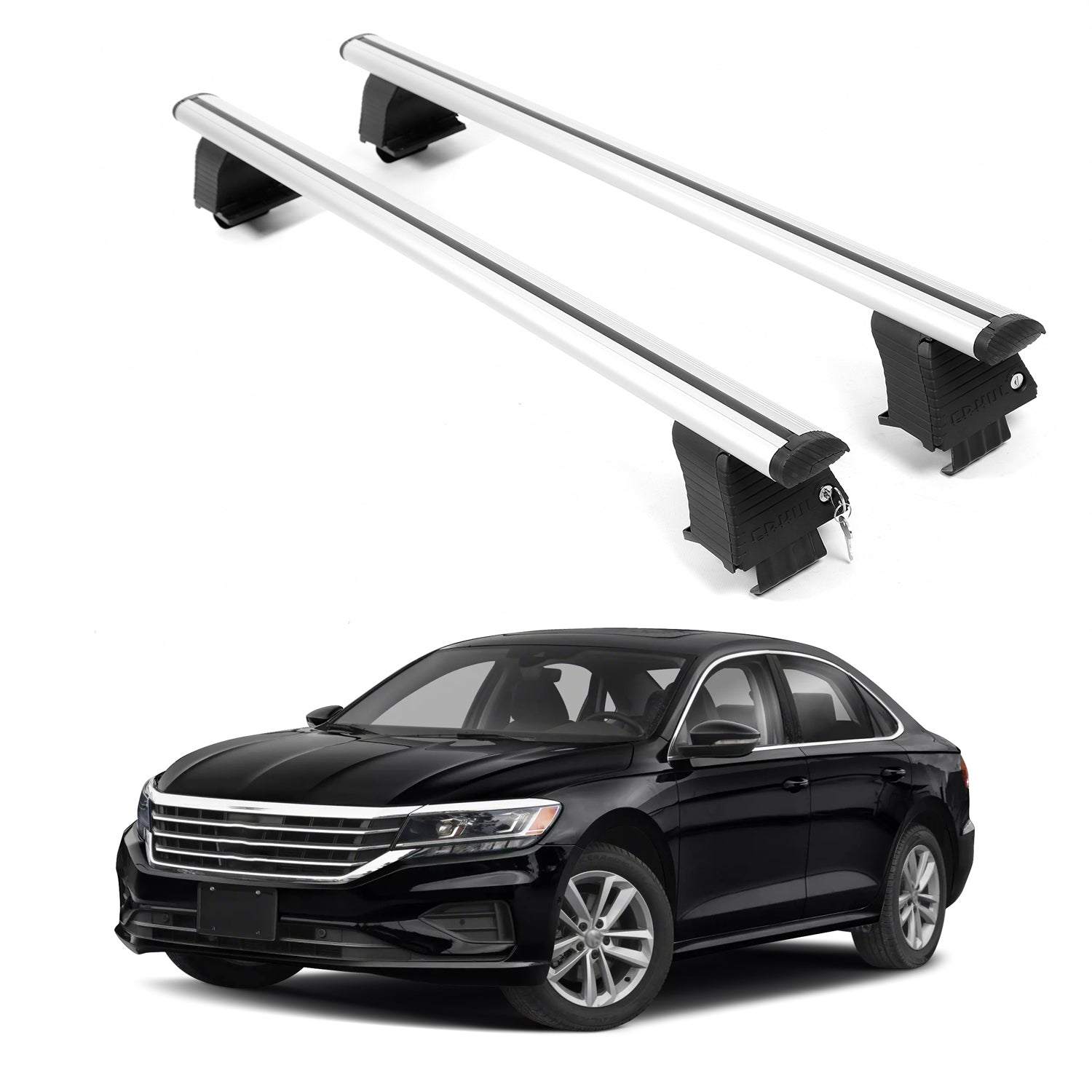 ERKUL Roof Rack Crossbars For VOLKSWAGEN PASSAT 2020-2022 Naked Roof Aluminum Silver