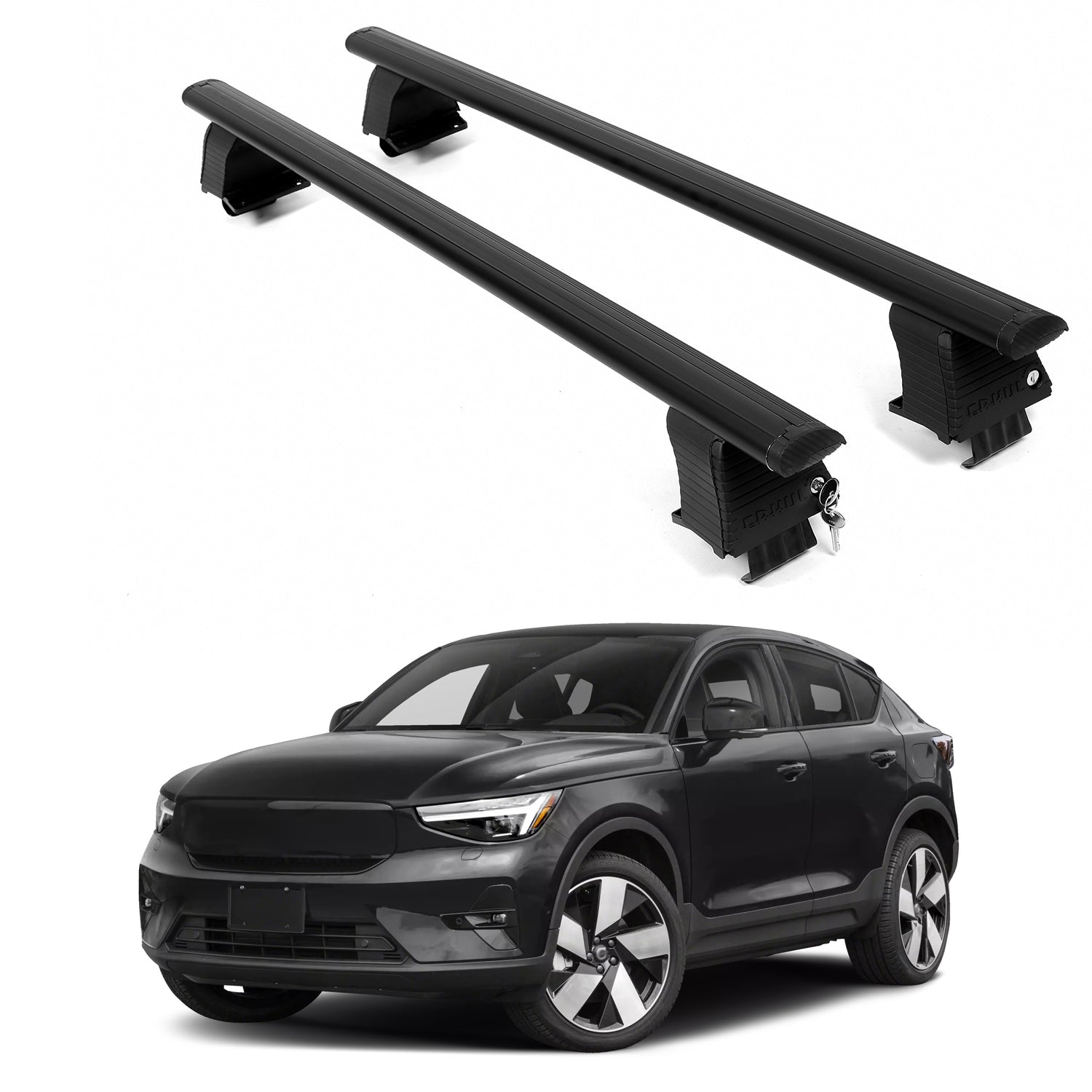 ERKUL Roof Rack Crossbars For VOLVO C40 RECHARGE 2022-2024 Naked Roof Aluminum Black
