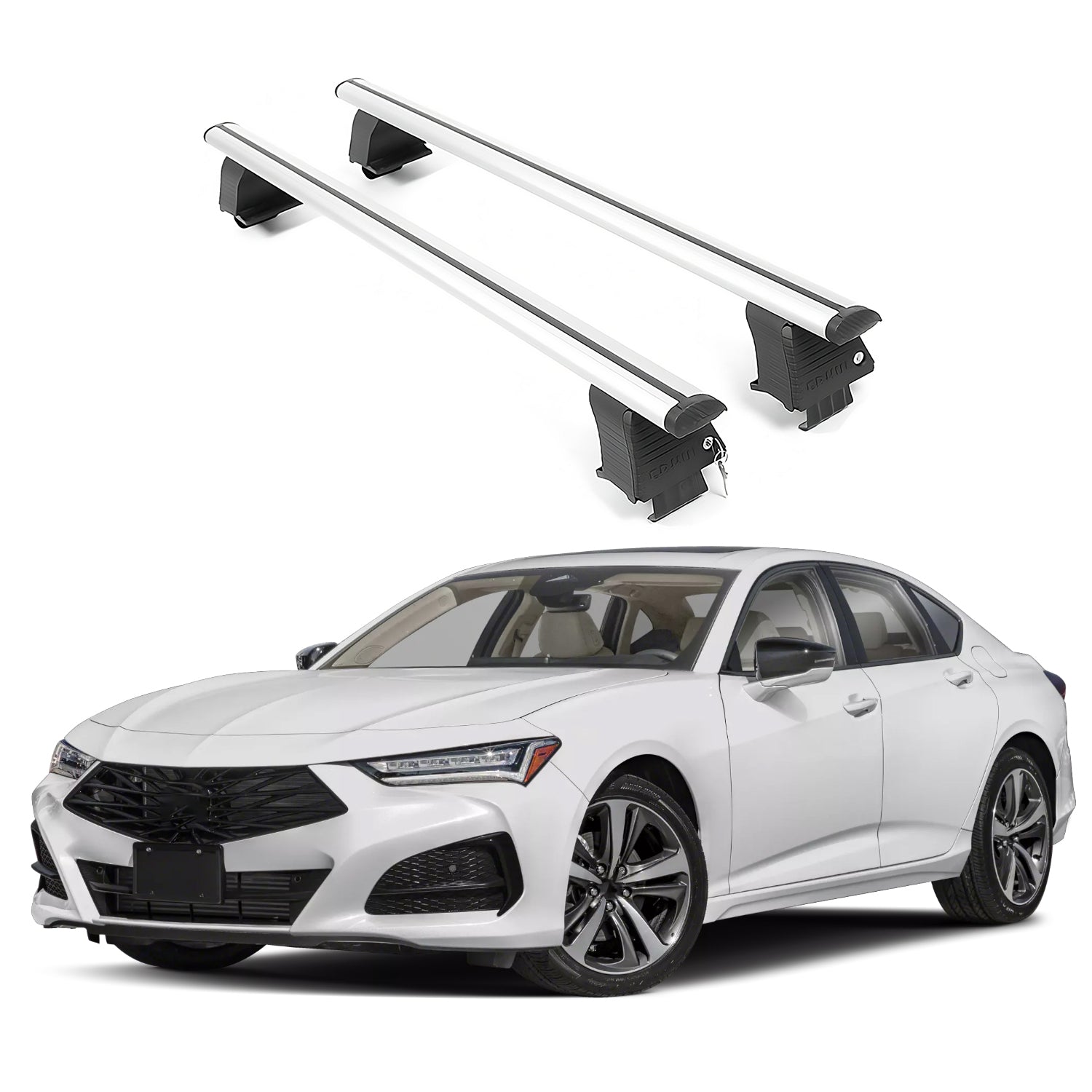 ERKUL Roof Rack Crossbars Fits Acura TLX 2021-2025 Naked Roof Aluminum Silver