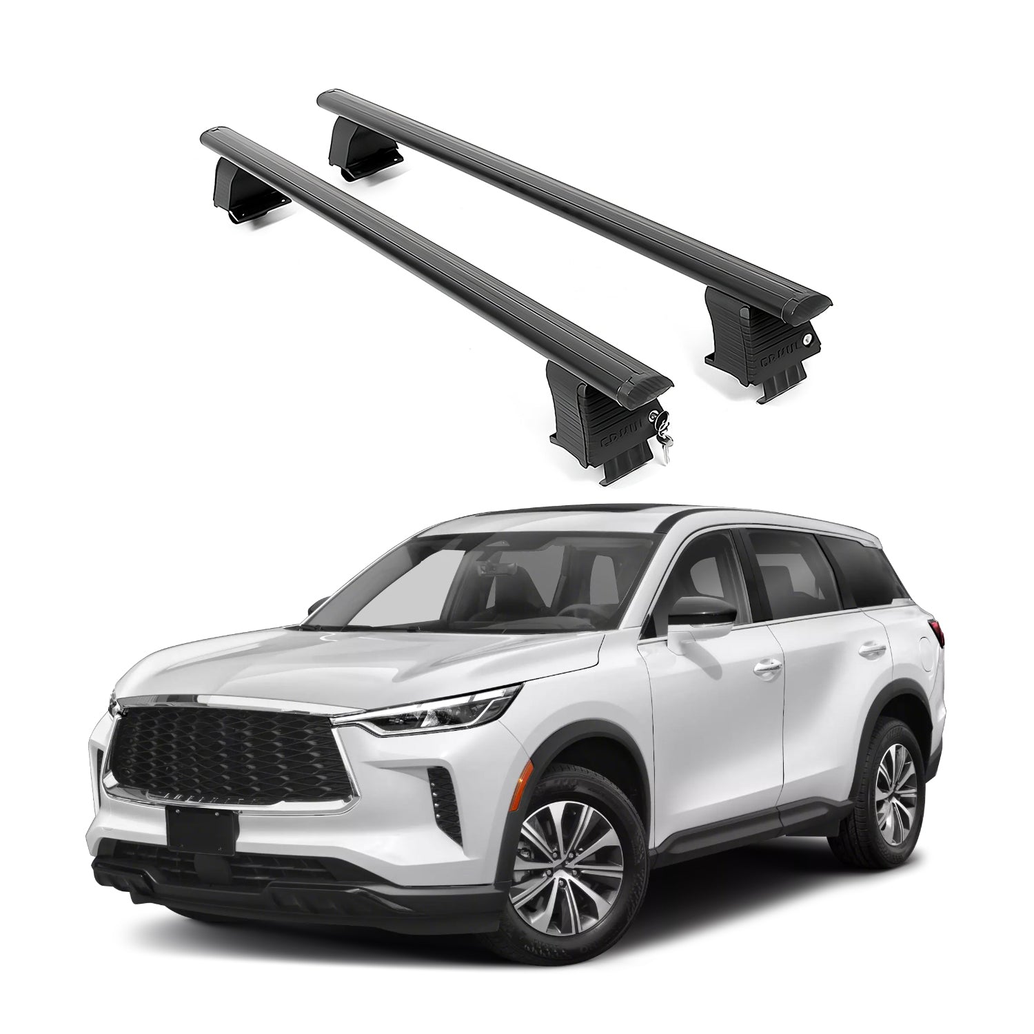 ERKUL Roof Rack Crossbars Fits INFINITI QX60 2022-2026 Naked Roof Aluminum Black