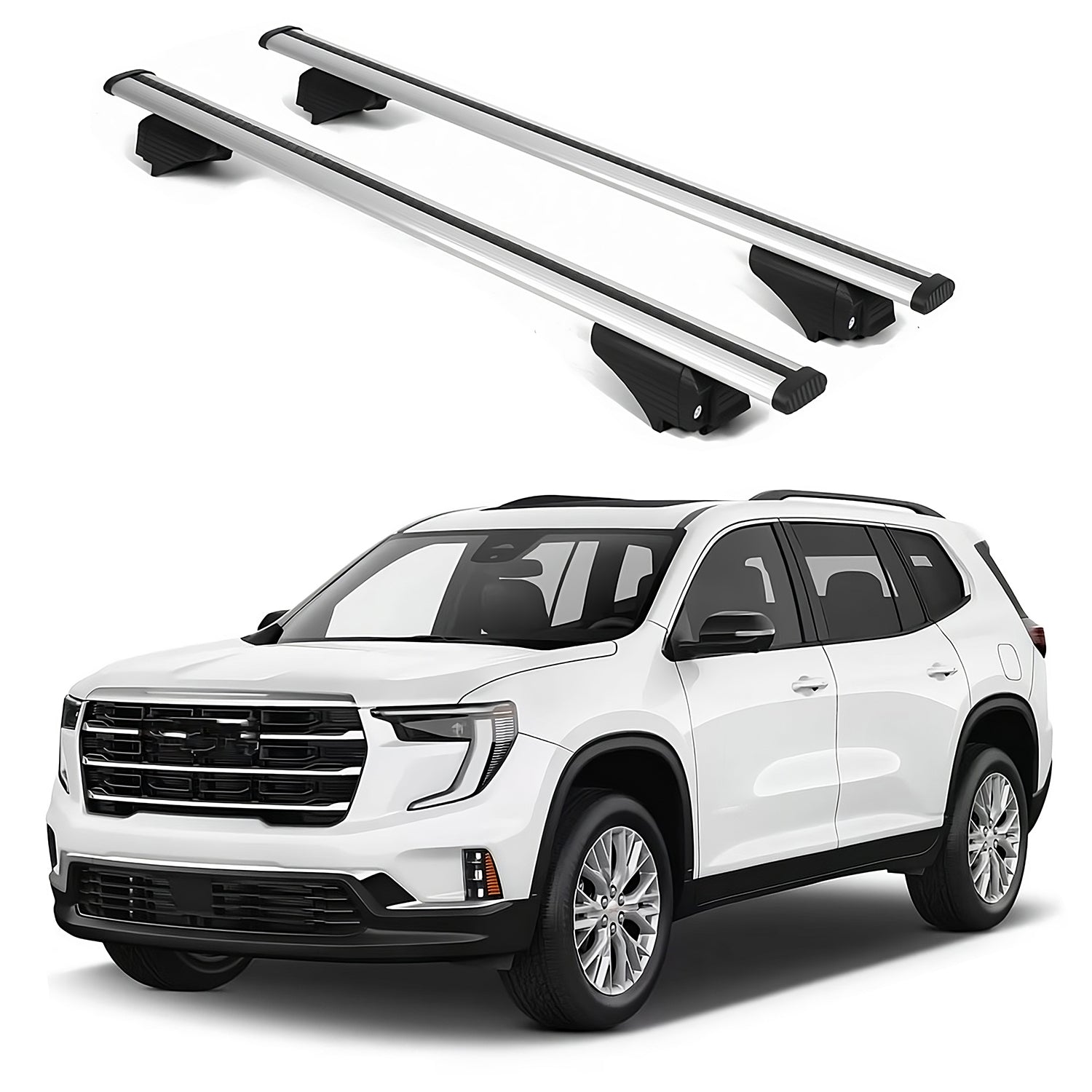 ERKUL Roof Rack Cross Bars for GMC Acadia 2024-2026 for Raised Rails - Silver