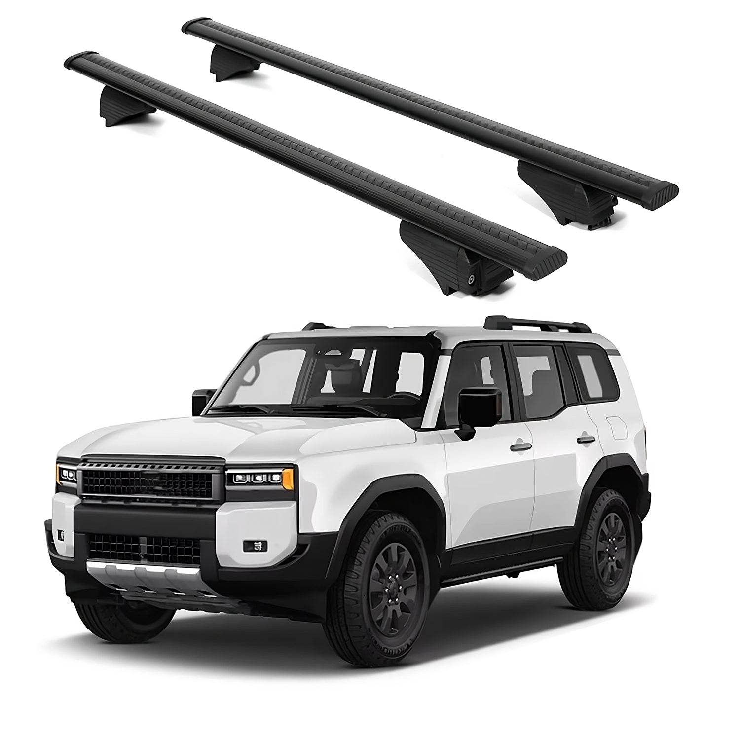ERKUL Roof Rack Cross Bars for Toyota Land Cruiser 2024-2026 Raised Rails Black