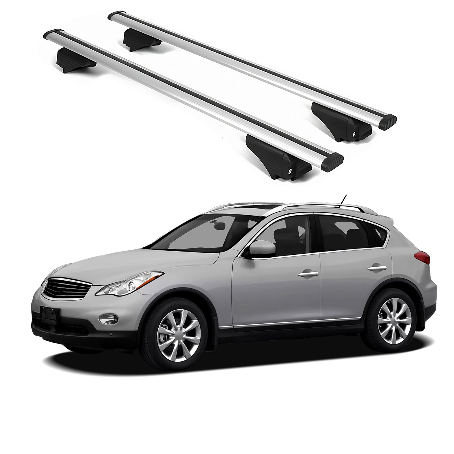 ERKUL Roof Rack Cross Bars for INFINITI EX35/EX 2008-2012 Raised Rails - Silver