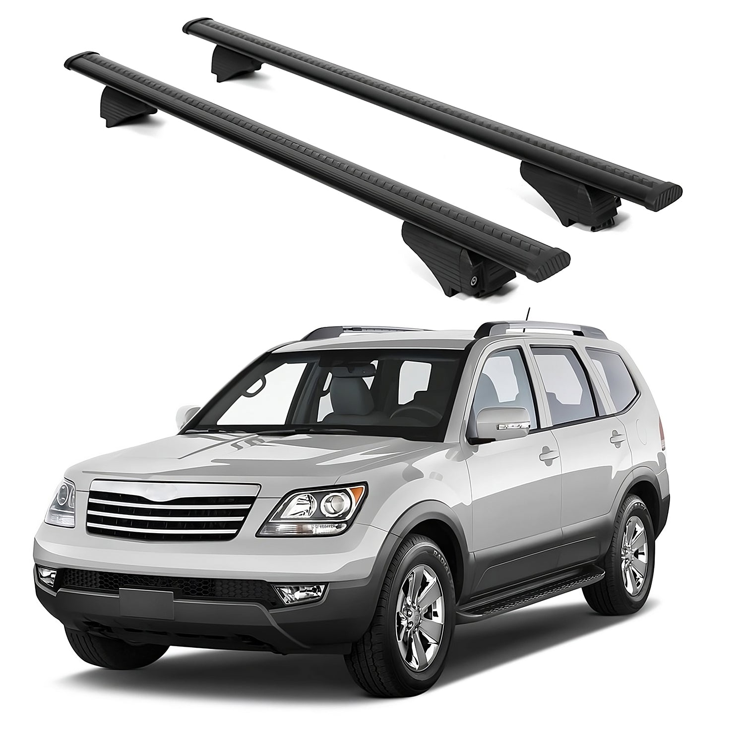 ERKUL Roof Rack Cross Bars for Kia Borrego 2009 for Raised Rails - Black