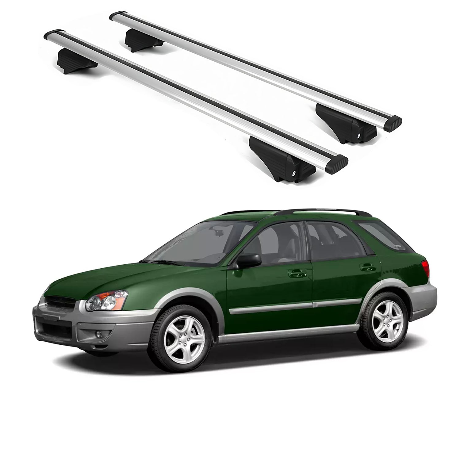 ERKUL Roofrack Cross Bars for Subaru Outback 2005-2009 for Raised Rails - Silver