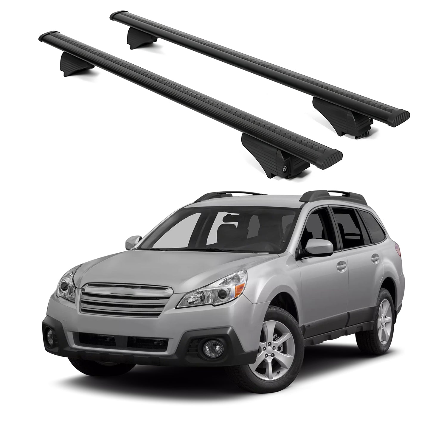 ERKUL Roof Rack Cross Bars for Subaru Outback 2010-2014 for Raised Rails - Black