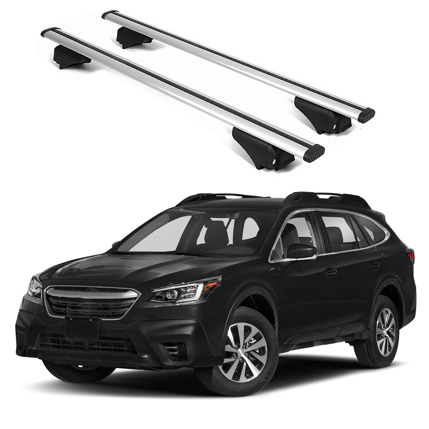 ERKUL Roofrack Cross Bars for Subaru Outback(Wilderness Trim only) 2020-2025 for Raised Rails - Silver