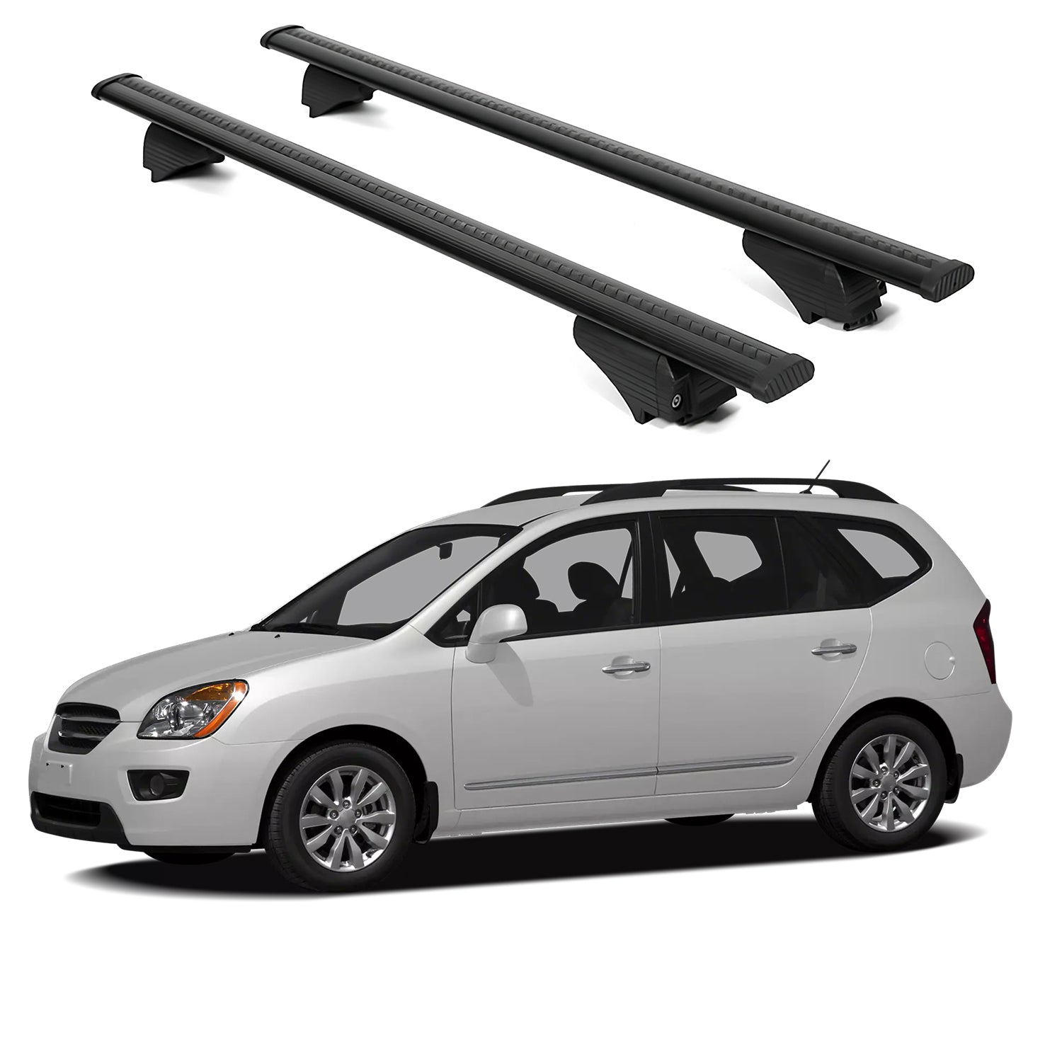 ERKUL Roof Rack Cross Bars for Kia Rondo 2007-2013 for Raised Rails - Black