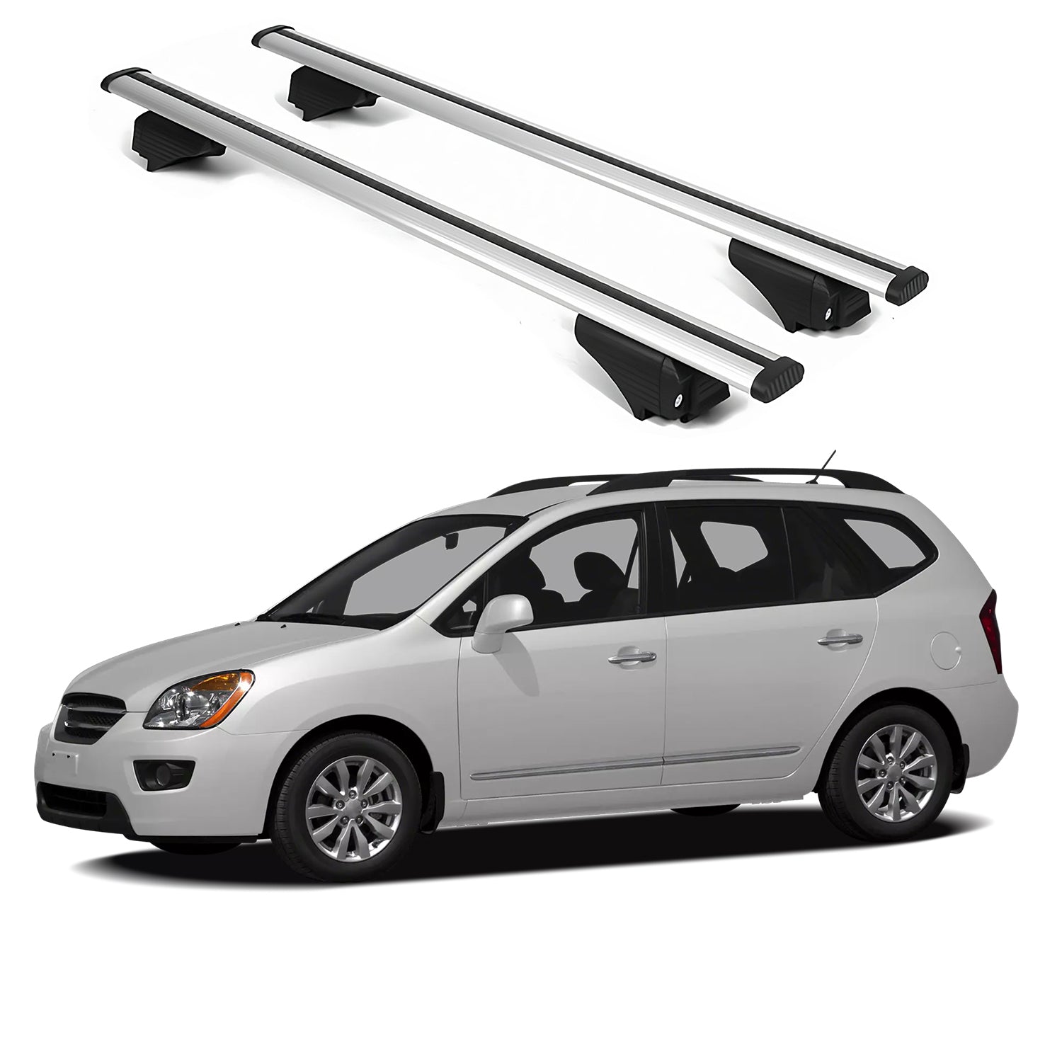 ERKUL Roof Rack Cross Bars for Kia Rondo 2007-2013 for Raised Rails - Silver