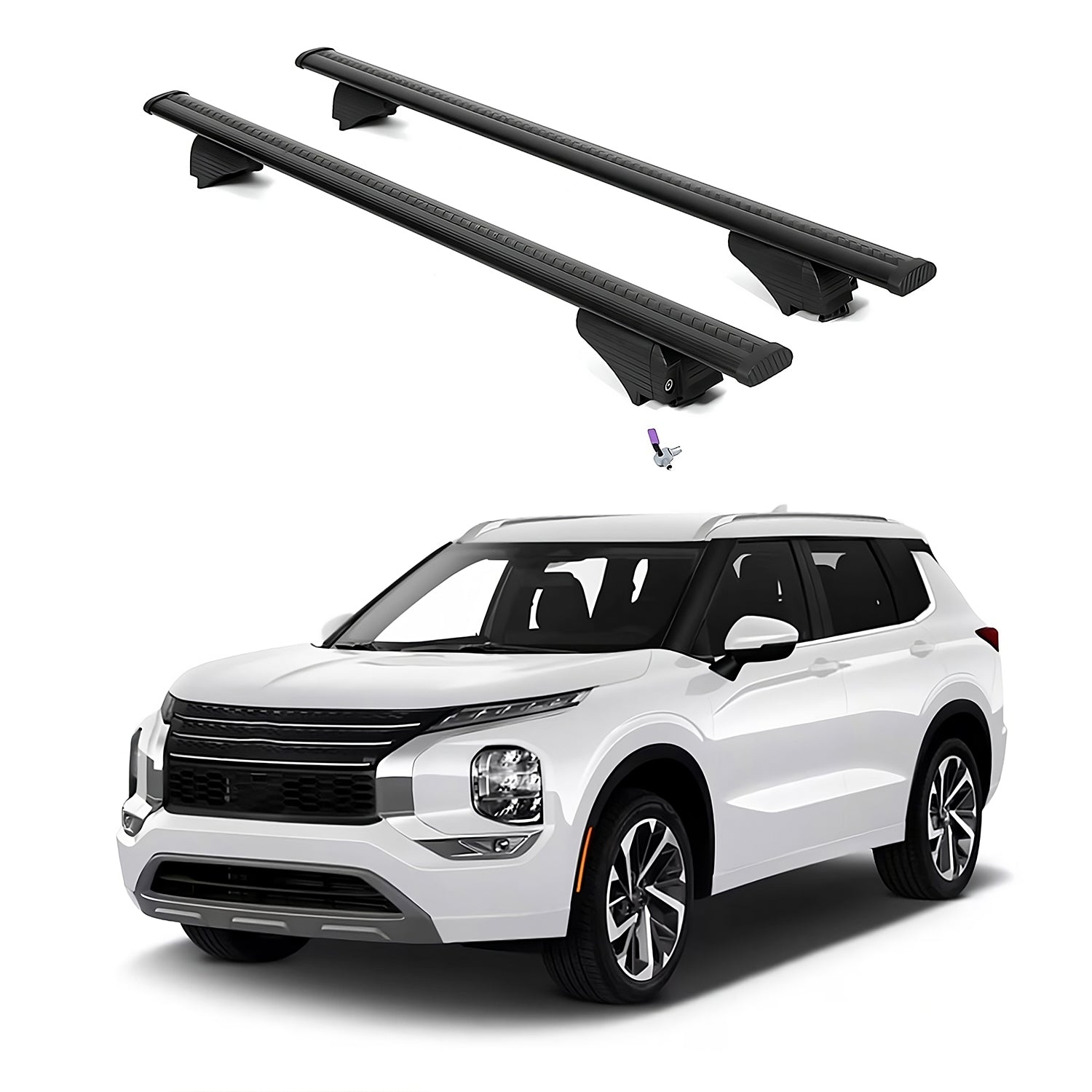 ERKUL Roof Rack Cross Bars for Outlander PHEV 2023-2026 with Flush Rails - Black