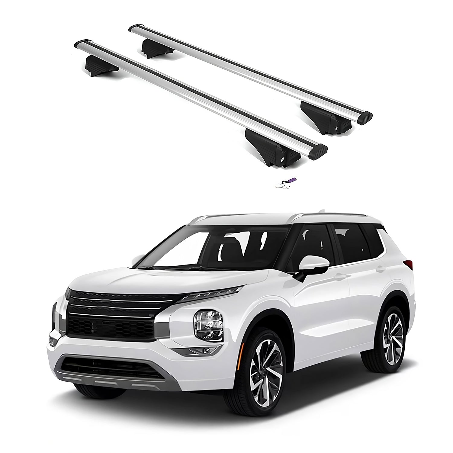 ERKUL Roof Rack Cross Bars for Outlander PHEV 2023-2026 with Flush Rails -Silver