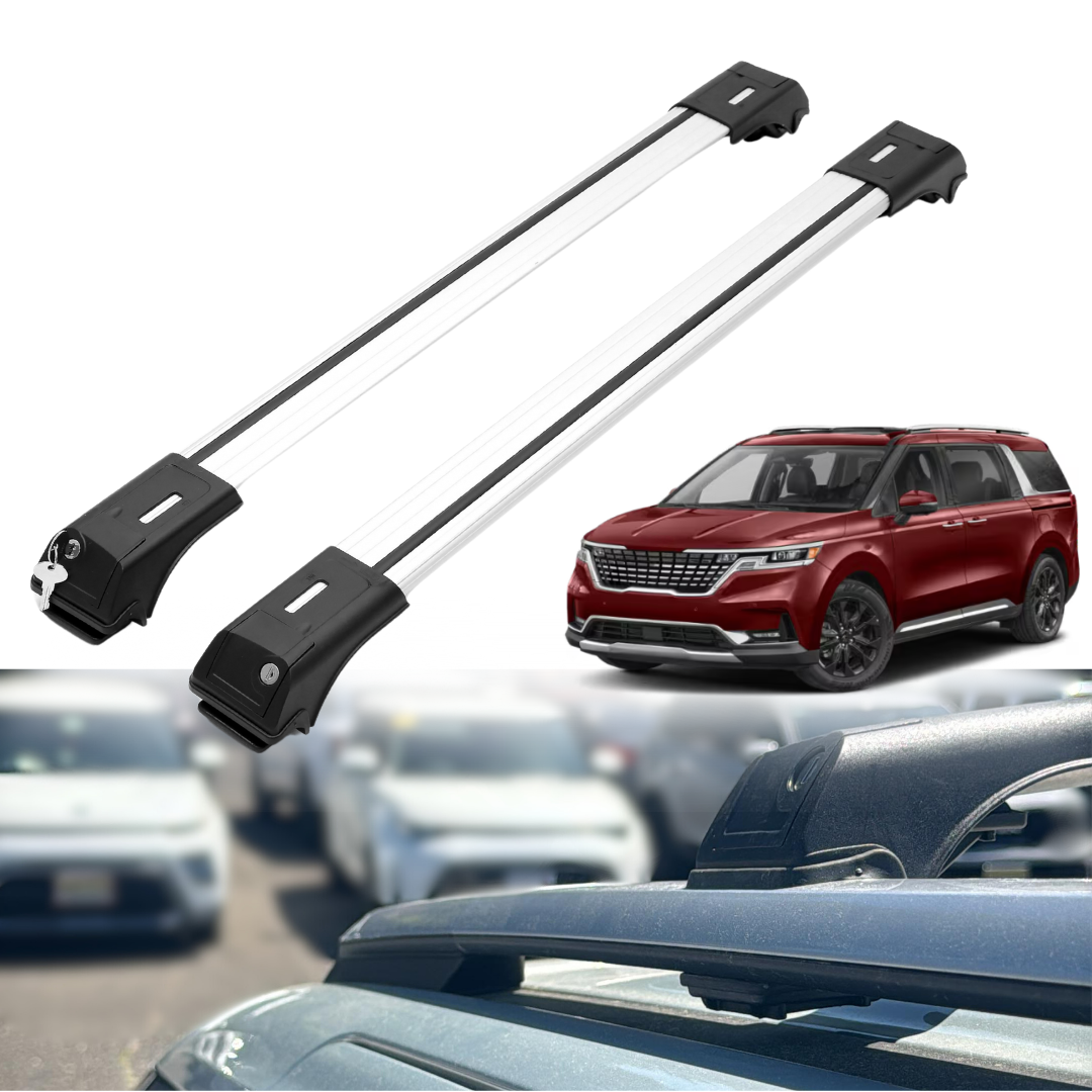 2 PC Roof Rack Cross Bars for KIA Carnival 2022-2025 for Raised Rails - Silver