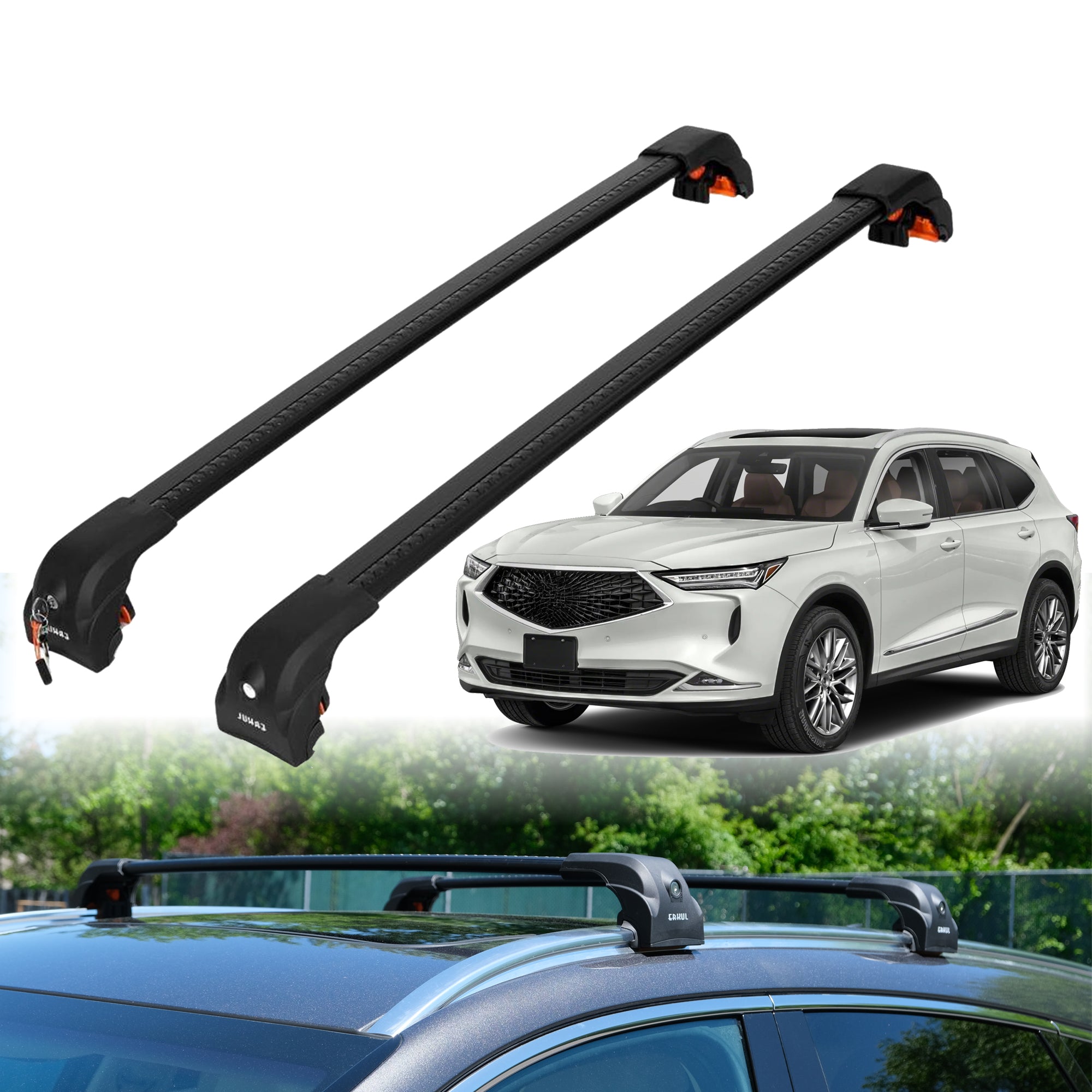 2PC Heavy Duty Roof Rack Crossbars for Acura MDX 2022-2025 w/ Flush Rails