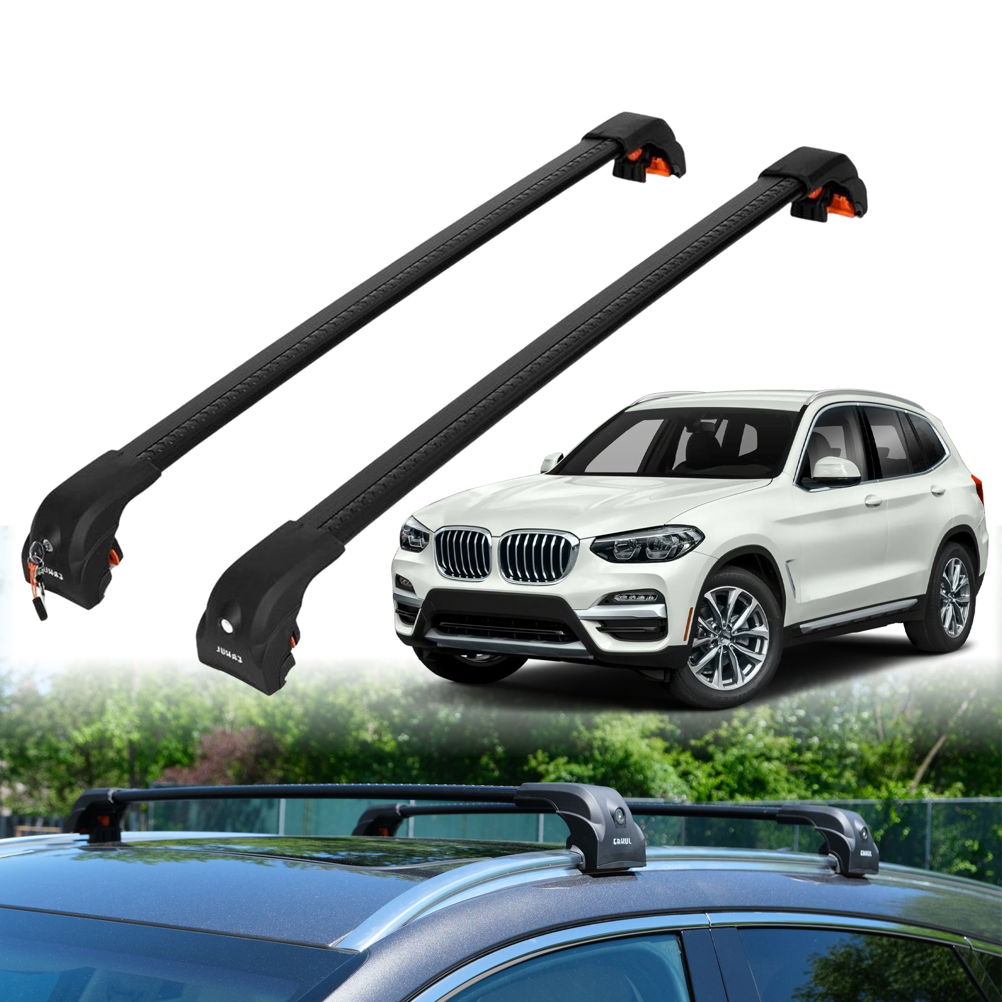 2PC Heavy Duty Roof Rack Crossbars for BMW X3 2018-2025 w/ Flush Rails