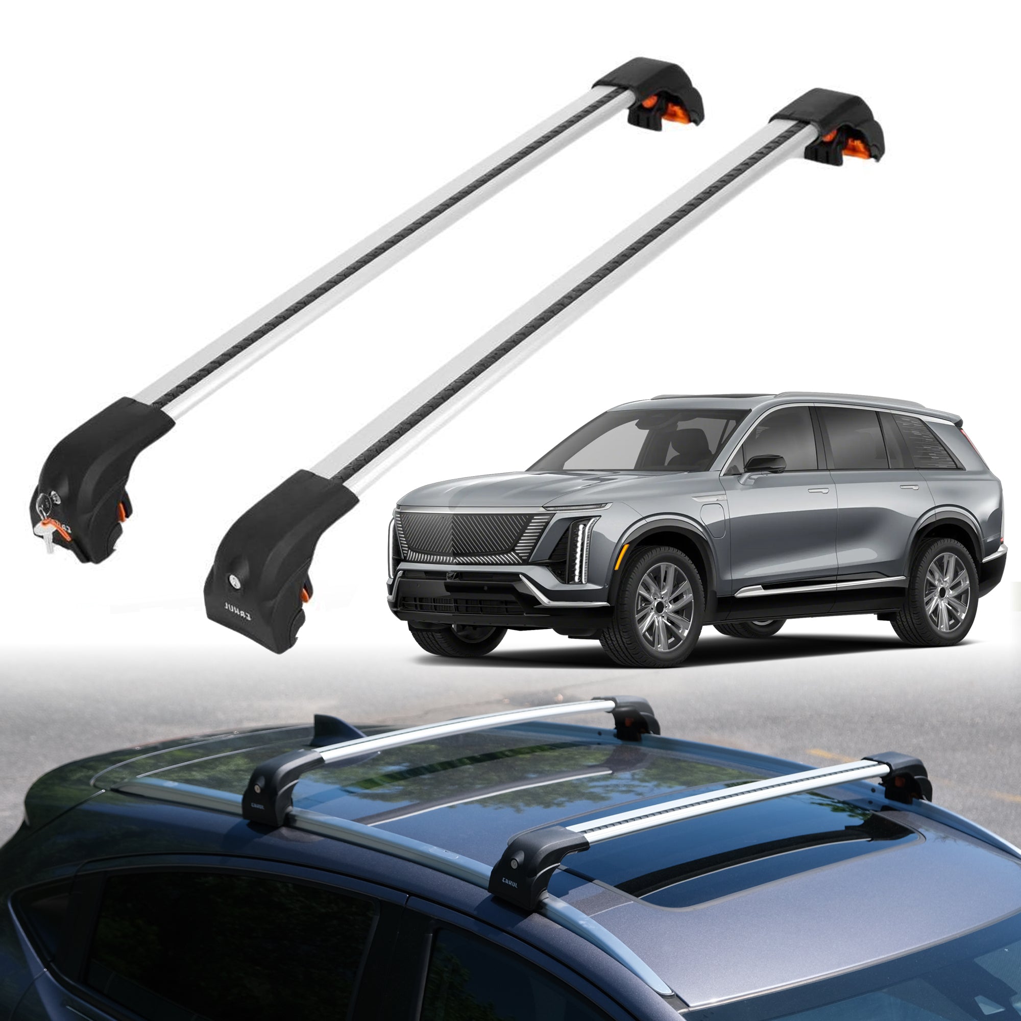 Heavy Duty Roof Rack Crossbars for Cadillac VISTIQ 2026 w/ Flush Rails