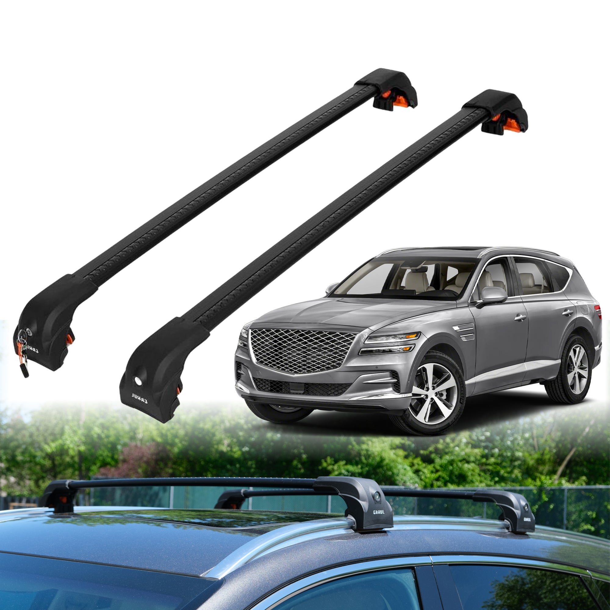 Heavy Duty Roof Rack Crossbars for Genesis GV80 2021-2025 w/ Flush Rails