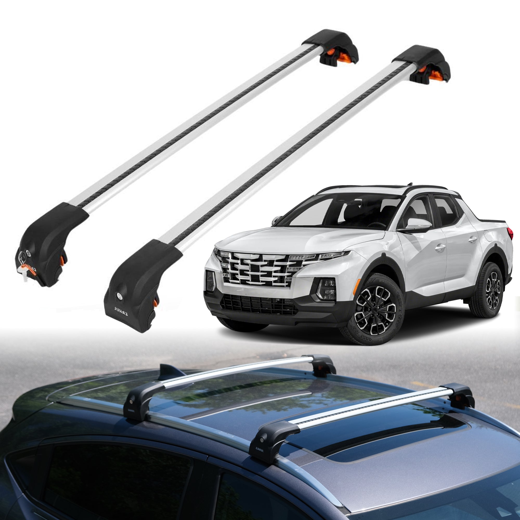 Heavy Duty Roof Rack Crossbars for Hyundai Santa Cruz 2022-2025 w/ Flush Rails