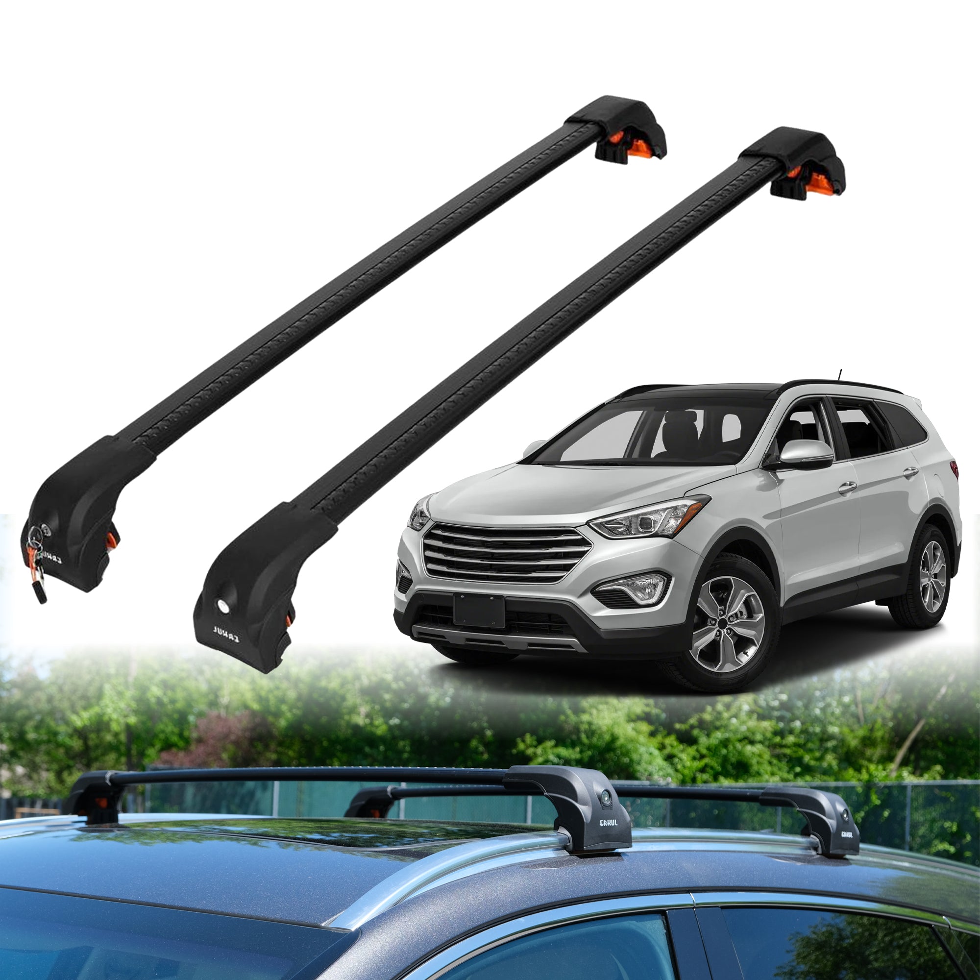 Premium Quality 220 lb Roof Rack Crossbars for Hyundai Santa Fe 2013-2018