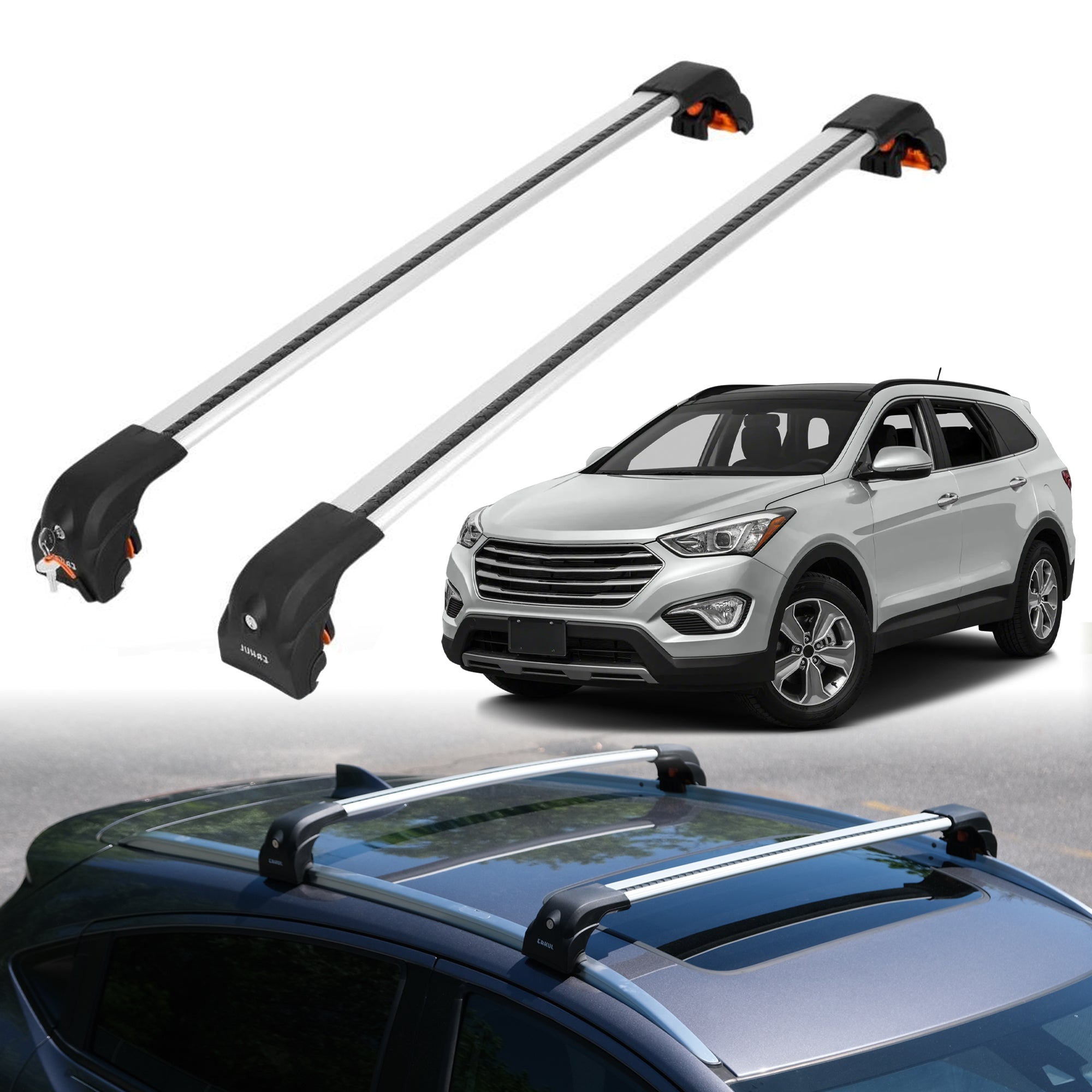 Premium Quality 220 lbs Roof Rack Crossbars for Hyundai Santa Fe 2013-2018