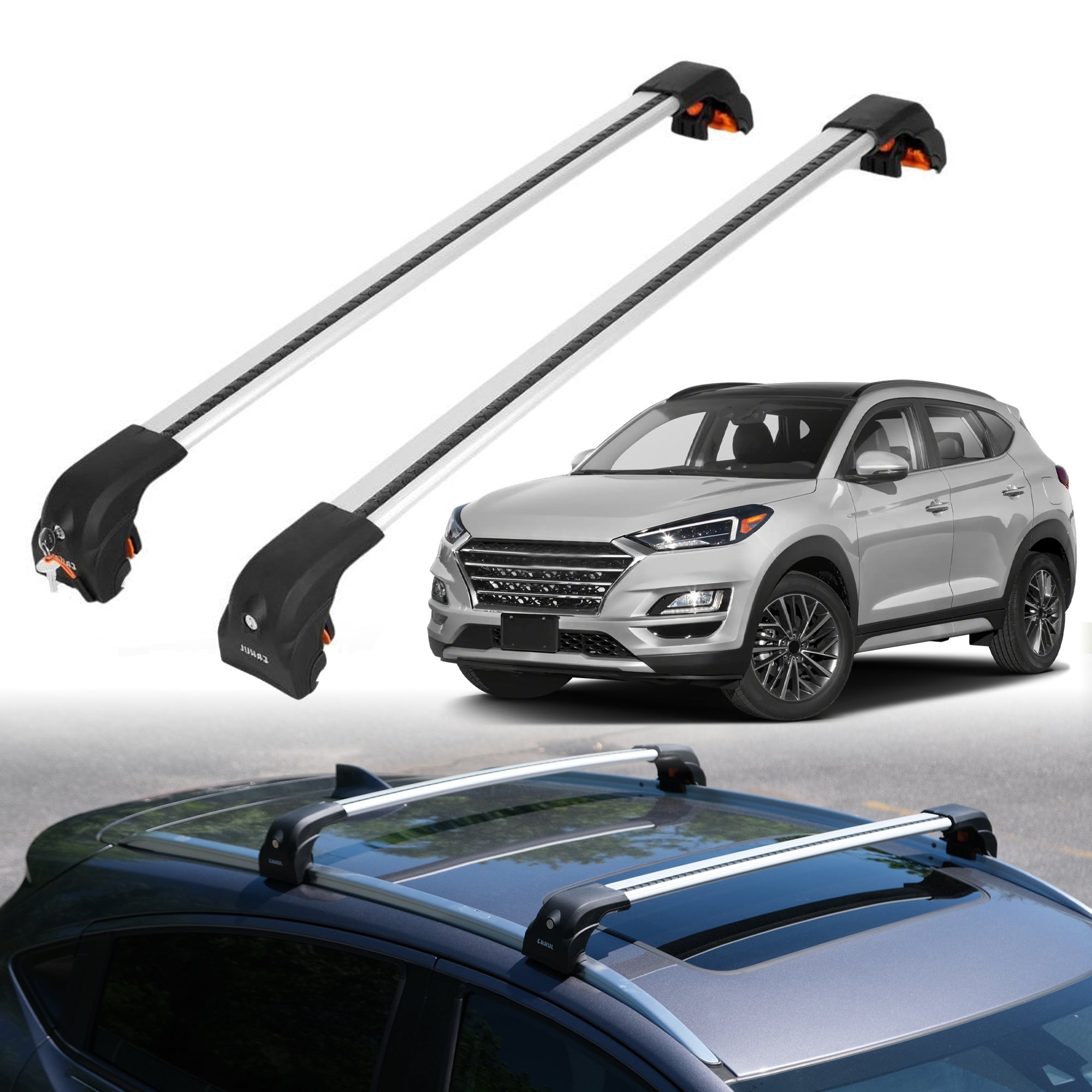 Heavy Duty Roof Rack Crossbars for Hyundai Tucson 2016-2021 w/ Flush Rails