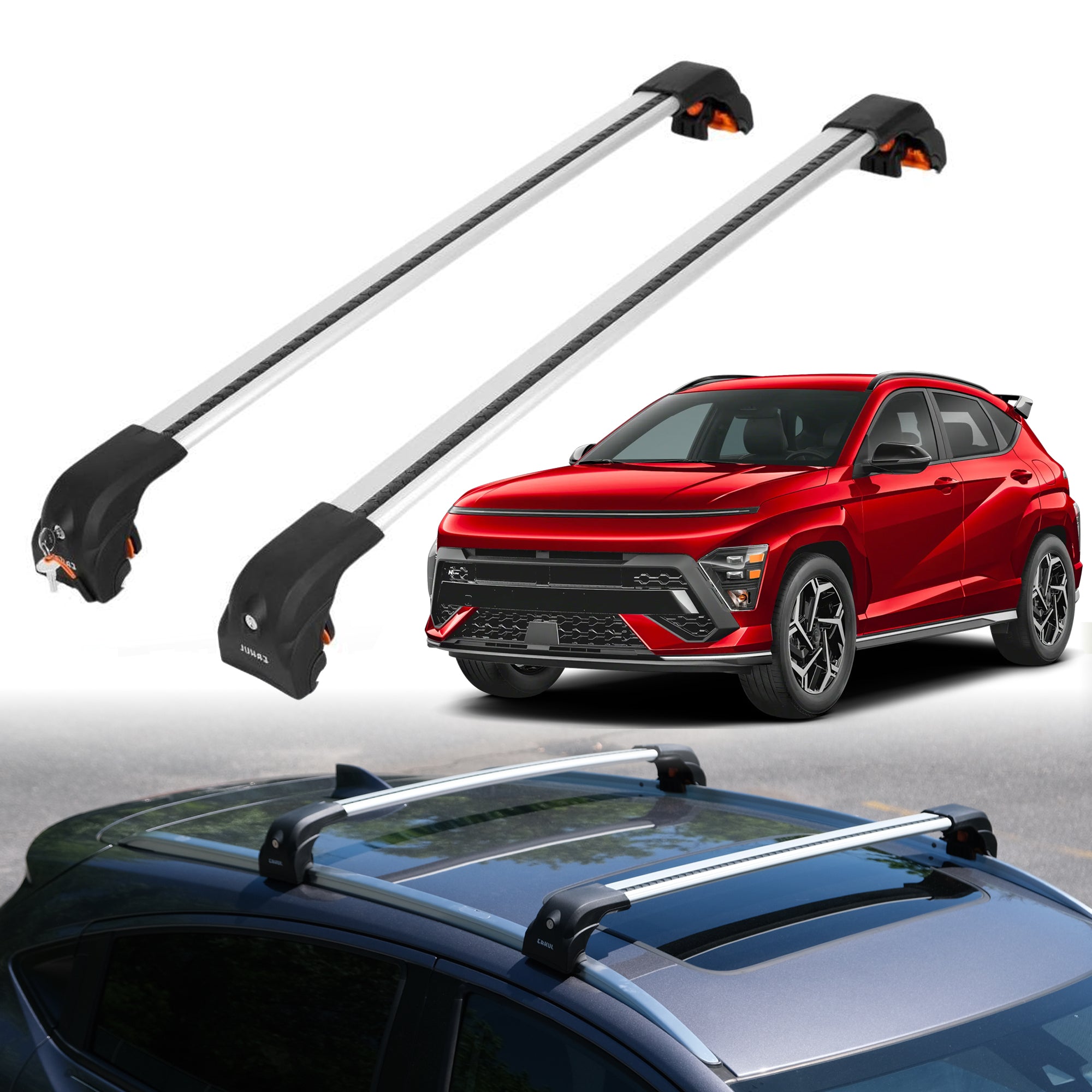 Heavy Duty Roof Rack Crossbars for Hyundai Kona 2024-2025 w/ Flush Rails