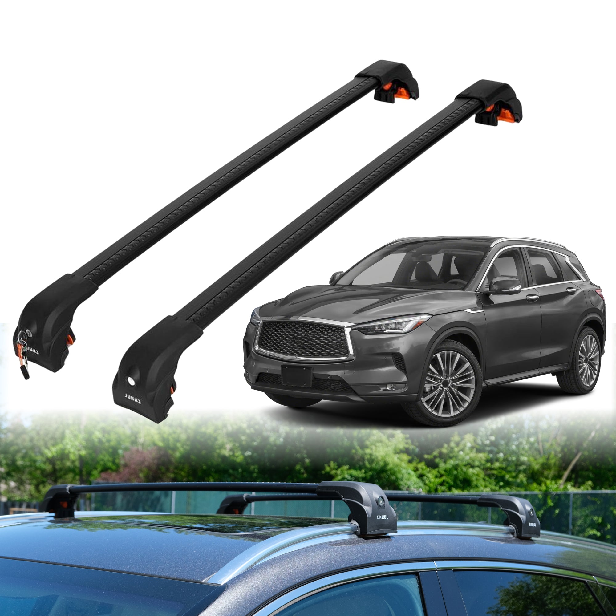 Heavy Duty Roof Rack Crossbars for INFINITI QX50 2019-2025 w/ Flush Rails