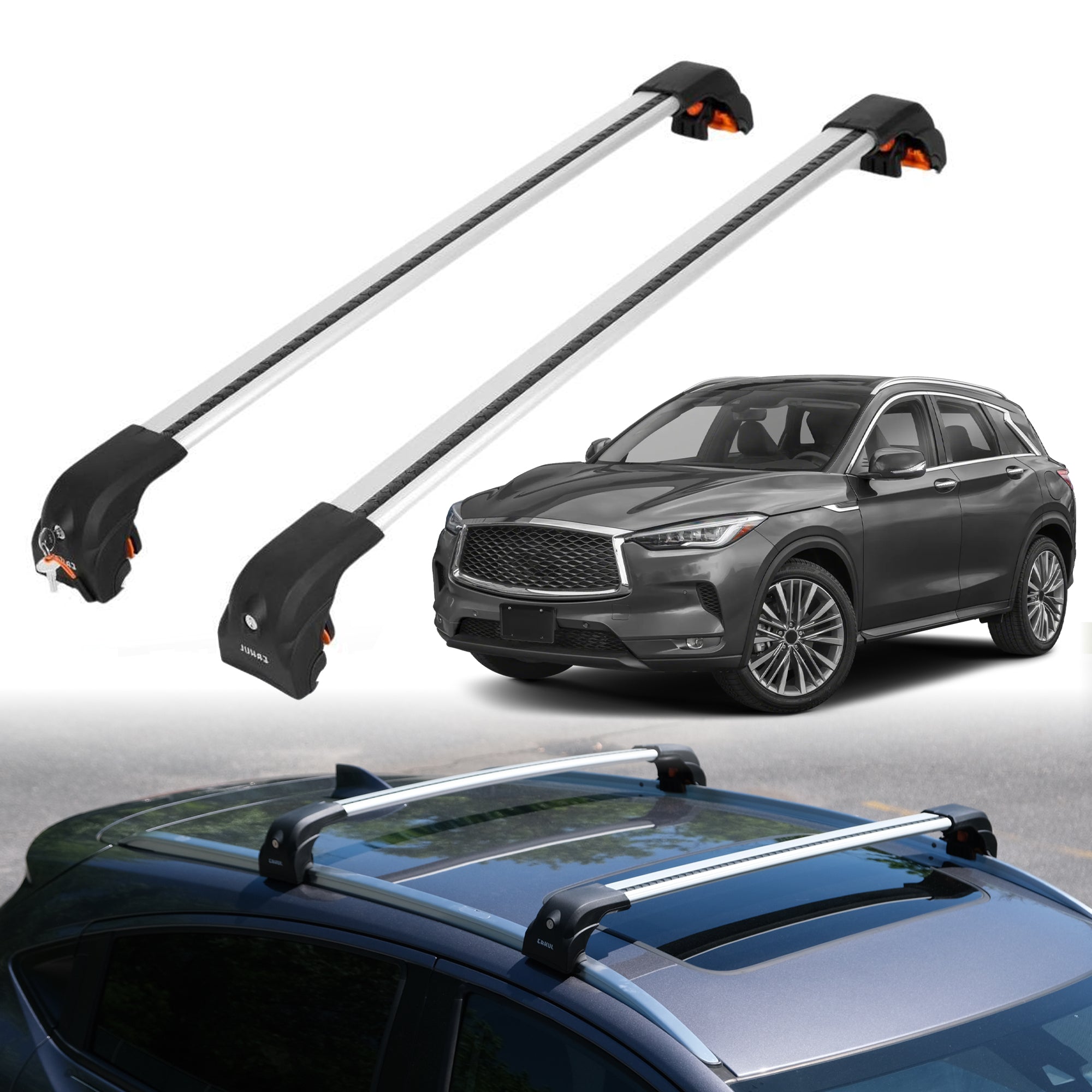 Heavy Duty Roof Rack Crossbars for INFINITI QX50 2019-2025 w/ Flush Rails